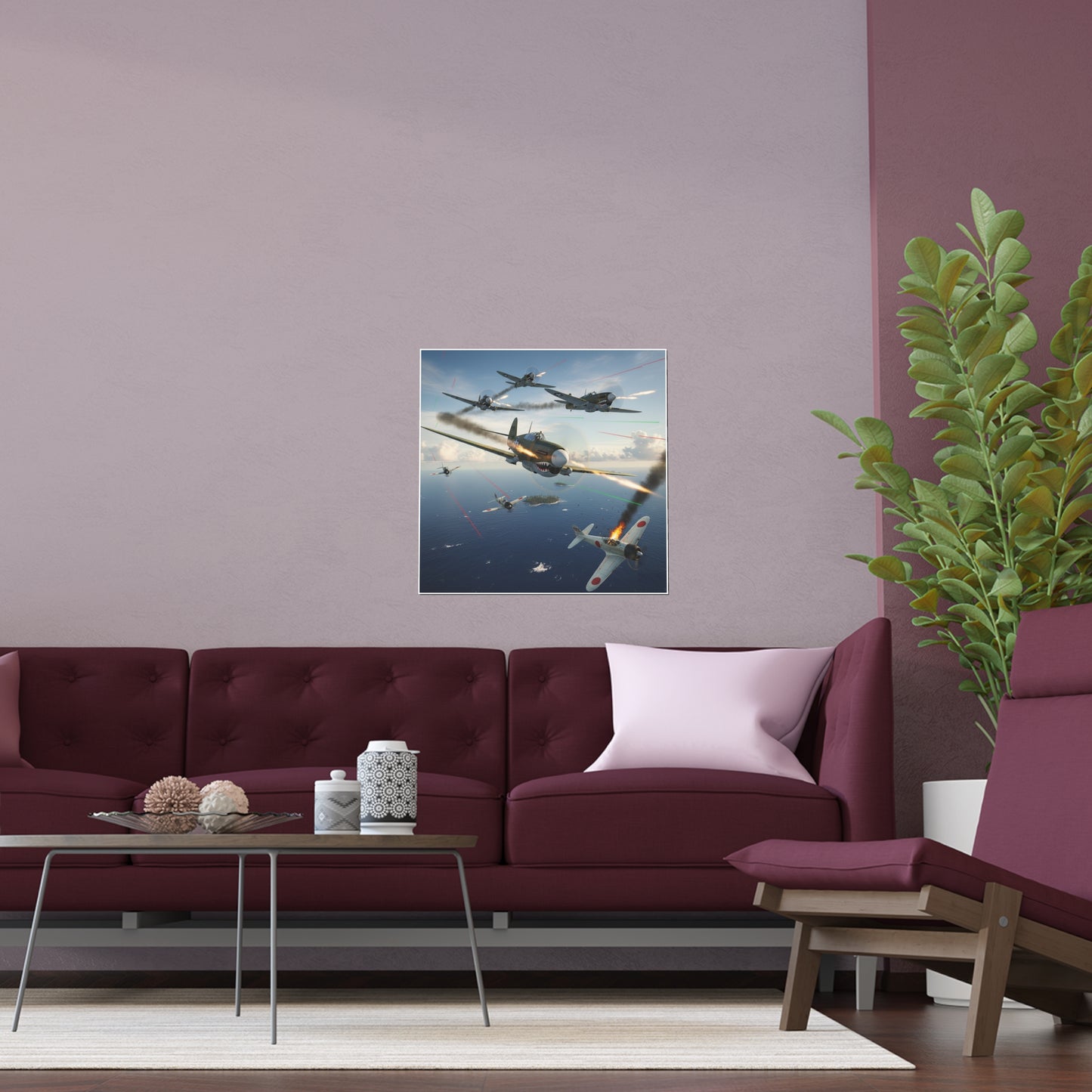 Indoor and Outdoor Silk Posters - Curtis P-40 Kittyhawk w Machine Guns Blazing