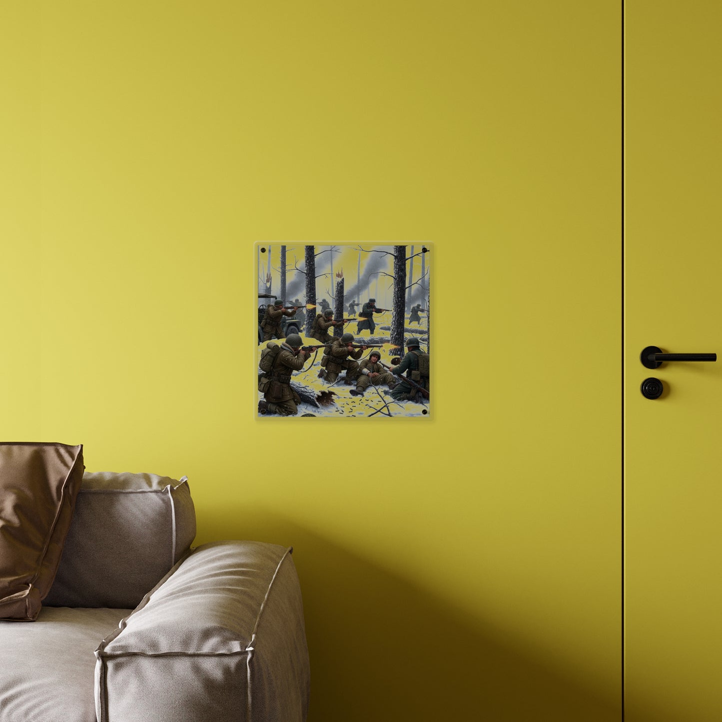 Acrylic Wall Art Panel - 101st Airborne Division fighting the German Army at the Battle of Bastogne