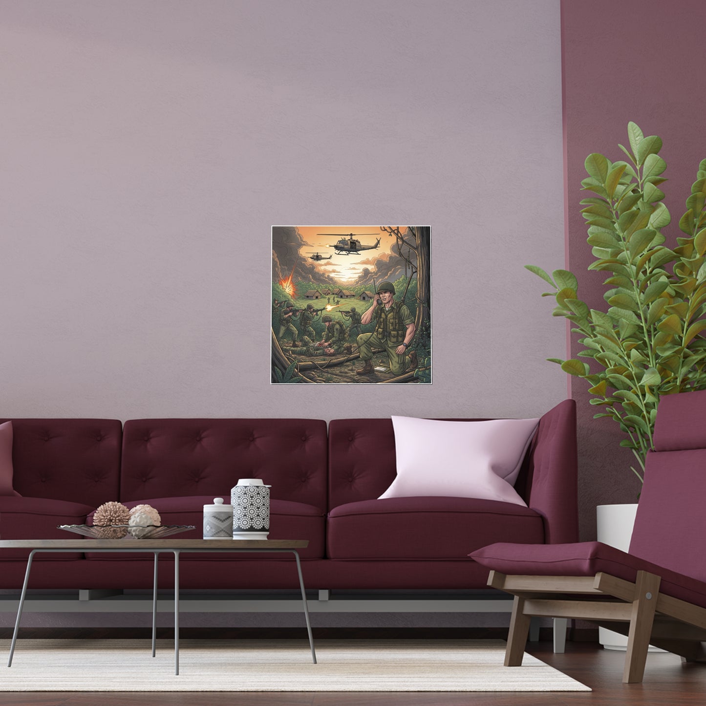 Indoor and Outdoor Silk Posters - Vietnam Patrol Fire Fight Requesting Medevac