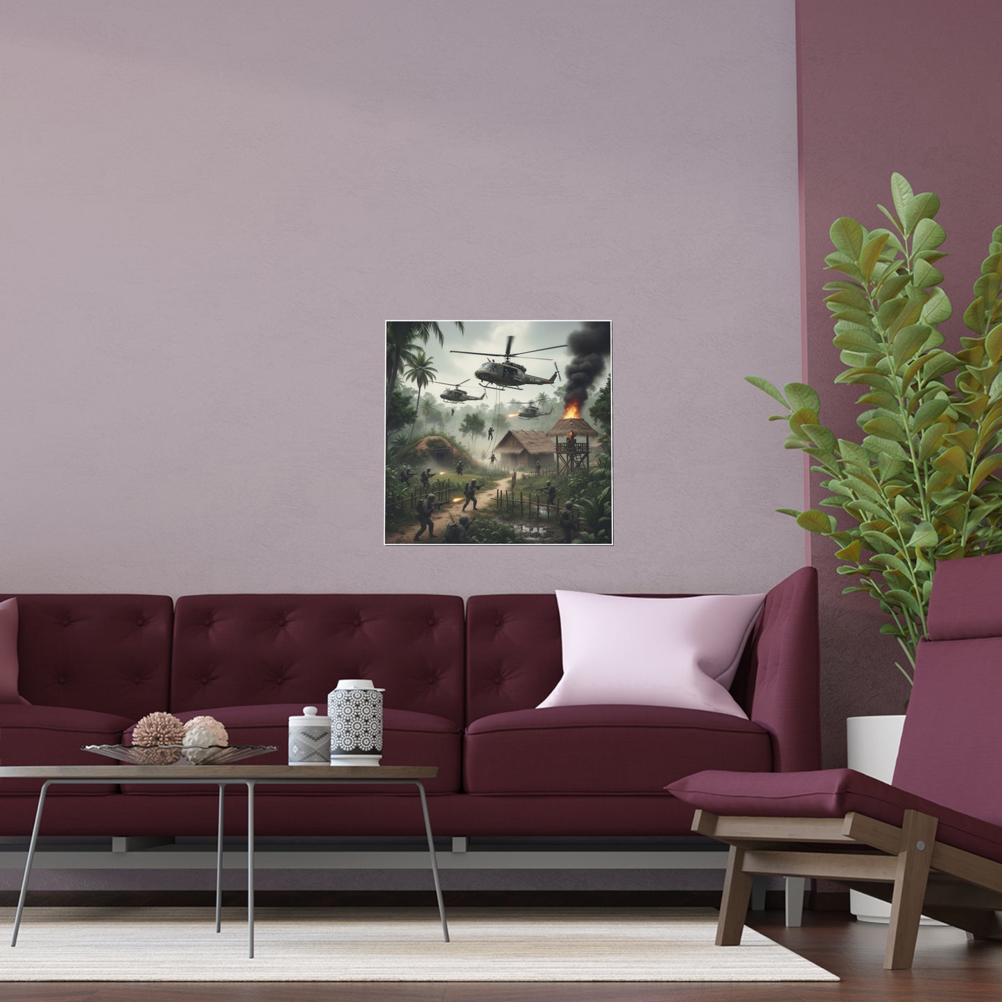 Indoor and Outdoor Silk Posters - Vietnam Village Helicopter Assault