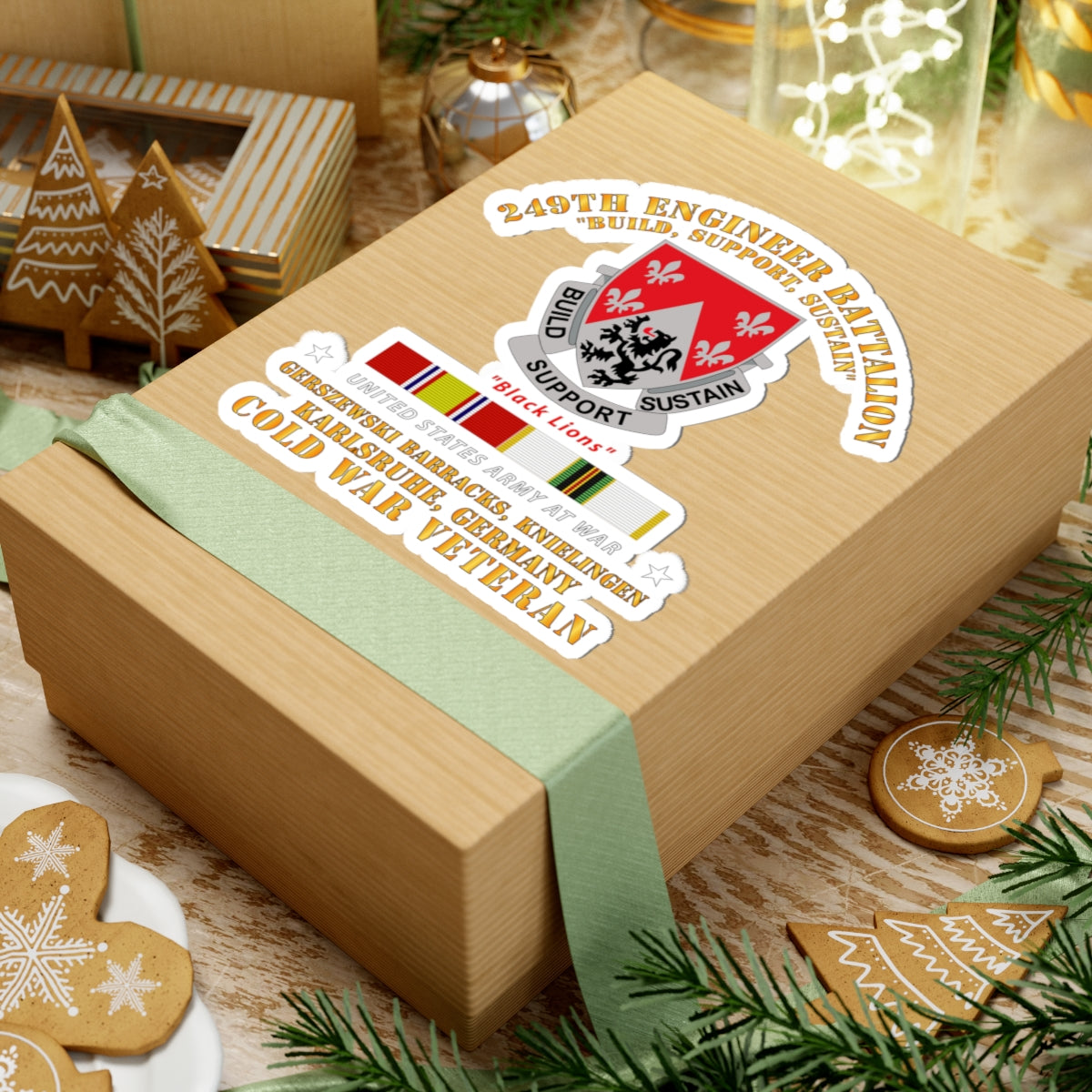 Kiss-Cut Stickers - 249th Engineer Bn - Karlsruhe, Germany w COLD SVC