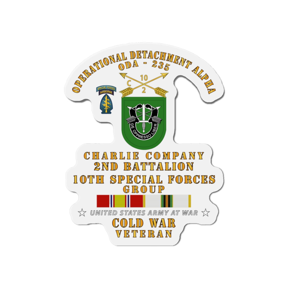 Die-Cut Magnets - Army - ODA 235 - C Co, 2nd Bn 10th SFG w COLD SVC