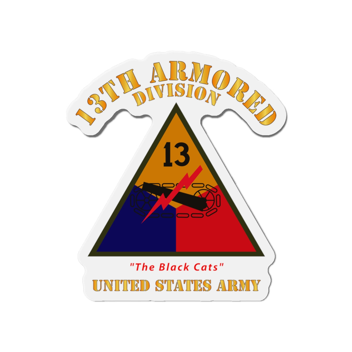 Die-Cut Magnets - Army - SSI - 13th Armored Division - The Black Cats - US Army X 300