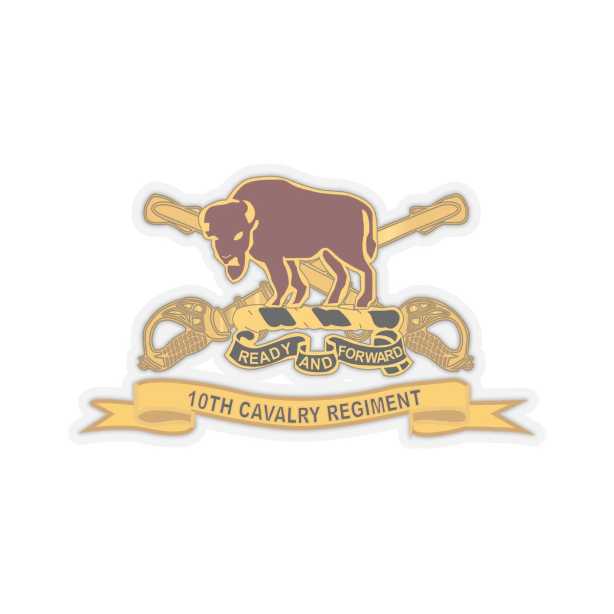 Kiss-Cut Stickers - Army - 10th Cavalry Regiment w Br - Ribbon X 300