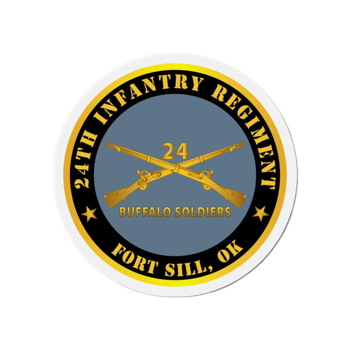 Die-Cut Magnets - 24th Infantry Regiment - Fort Sill, OK - Buffalo Soldiers w Inf Branch