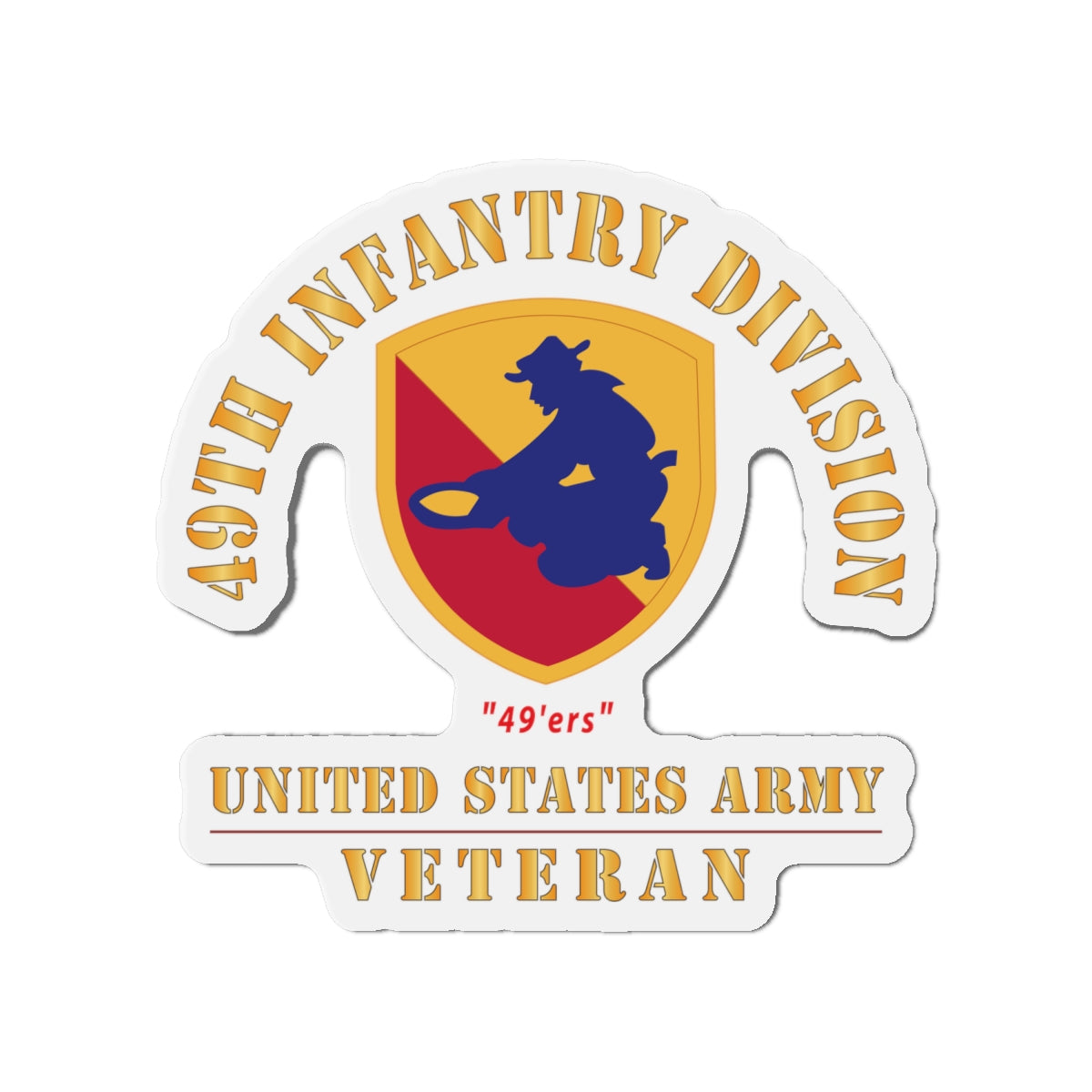 Die-Cut Magnets - Army - SSI - 49th Infantry Division (1947-1968) - 49'ers - US Army Veteran X 300