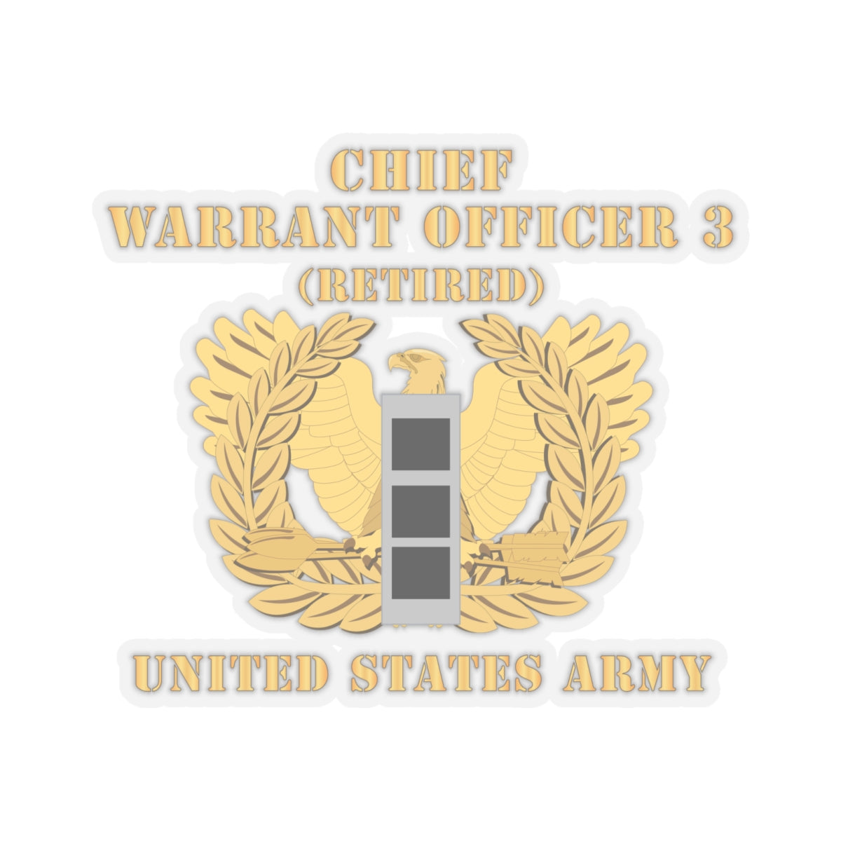 Kiss-Cut Stickers - Army - Chief Warrant Officer - CW03 - Retired - Flat - Eagle and Bar X 300