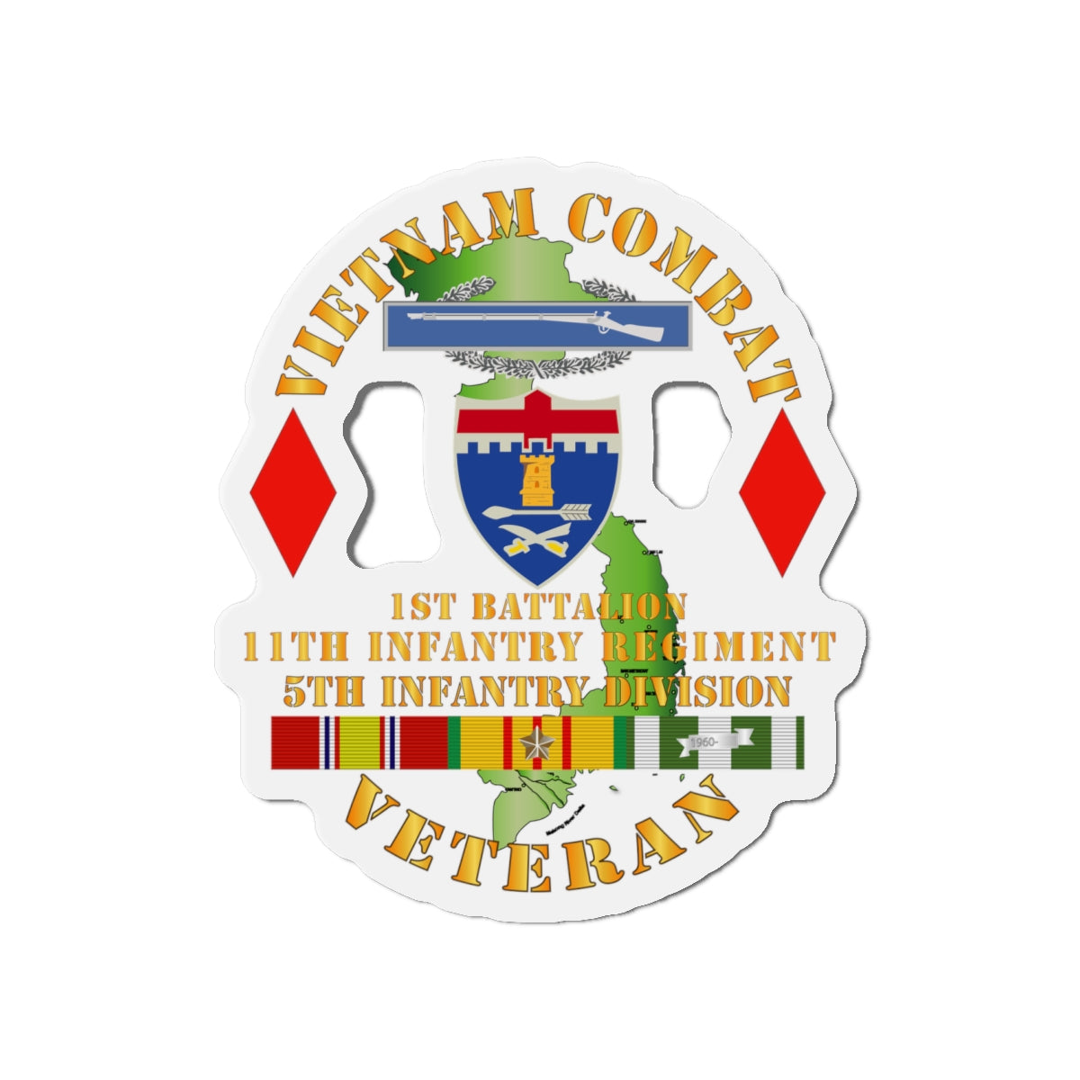 Die-Cut Magnets - Army - Vietnam Combat Vet - 1st Bn 11th Infantry - 5th Inf Div SSI