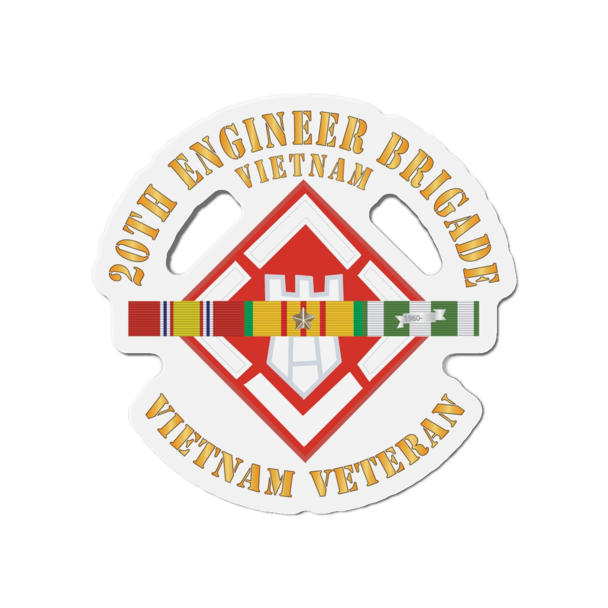 Die-Cut Magnets -SSI - Army - 20th Engineer Brigade with VIetnam SVC Ribbons X 300