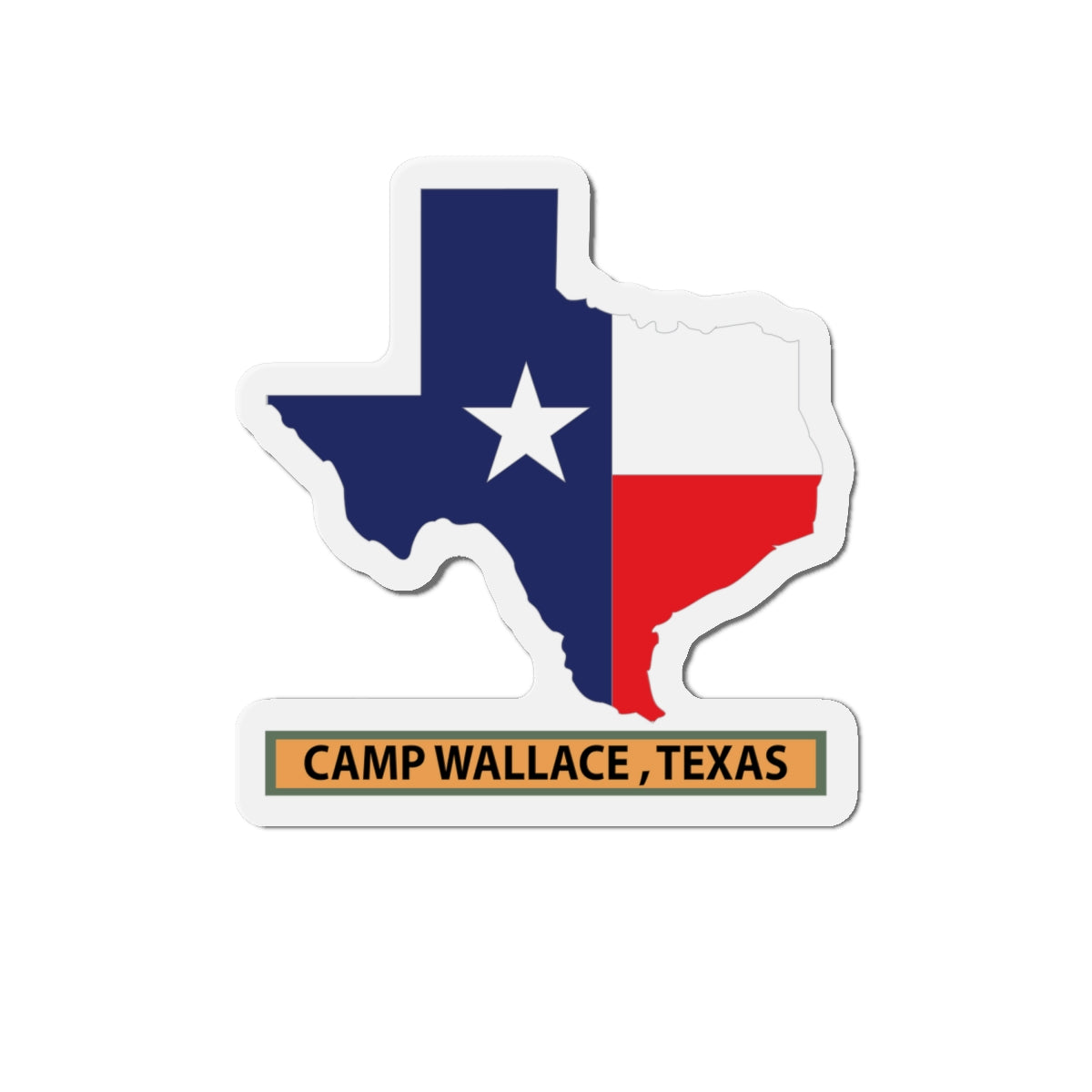 Die-Cut Magnets - Texas Map Overprint with Texas State Flag - Camp Wallace, Texas X 300