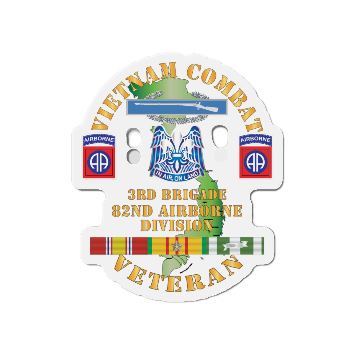 Die-Cut Magnets - Army - Vietnam Combat Vet - 3rd Bde 82nd Airborne Div DUI w VN SVC X 300