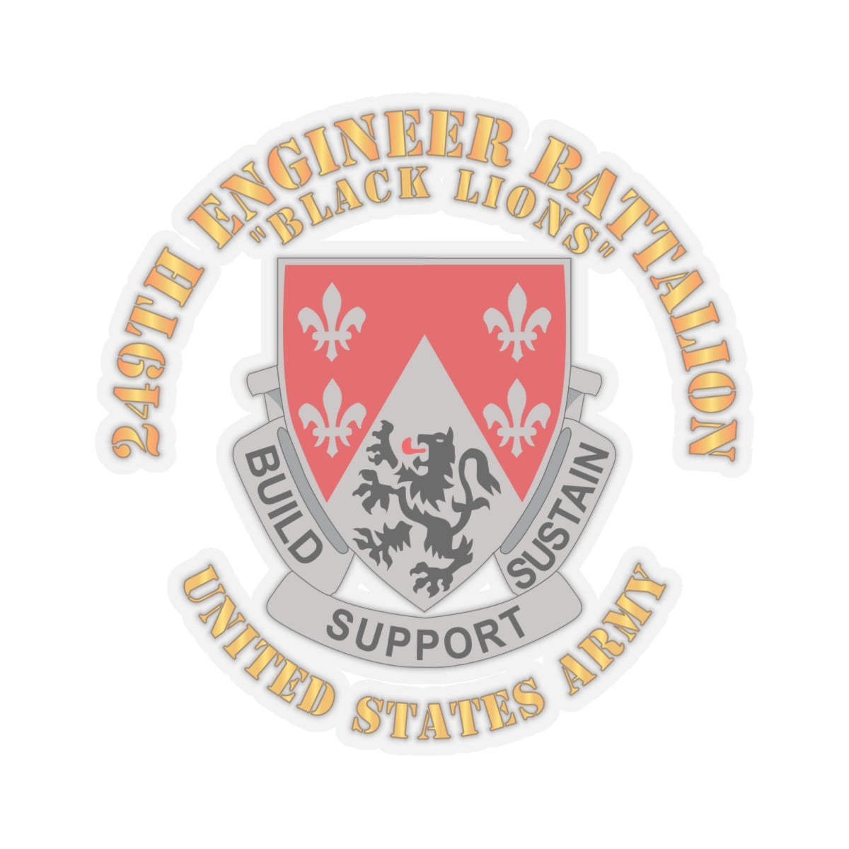 Kiss-Cut Stickers - Army - DUI - 249th Engineer Battalion