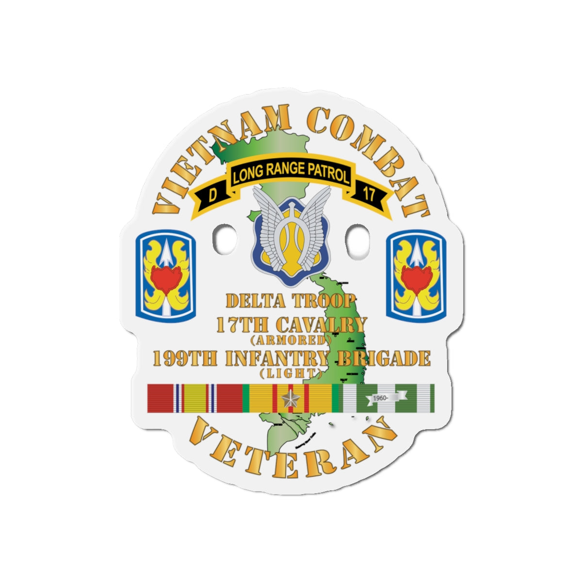 Die-Cut Magnets - Army - Vietnam Combat Veteran w D Troop - 17th Cav - 199th Inf Bde W SVC X 300