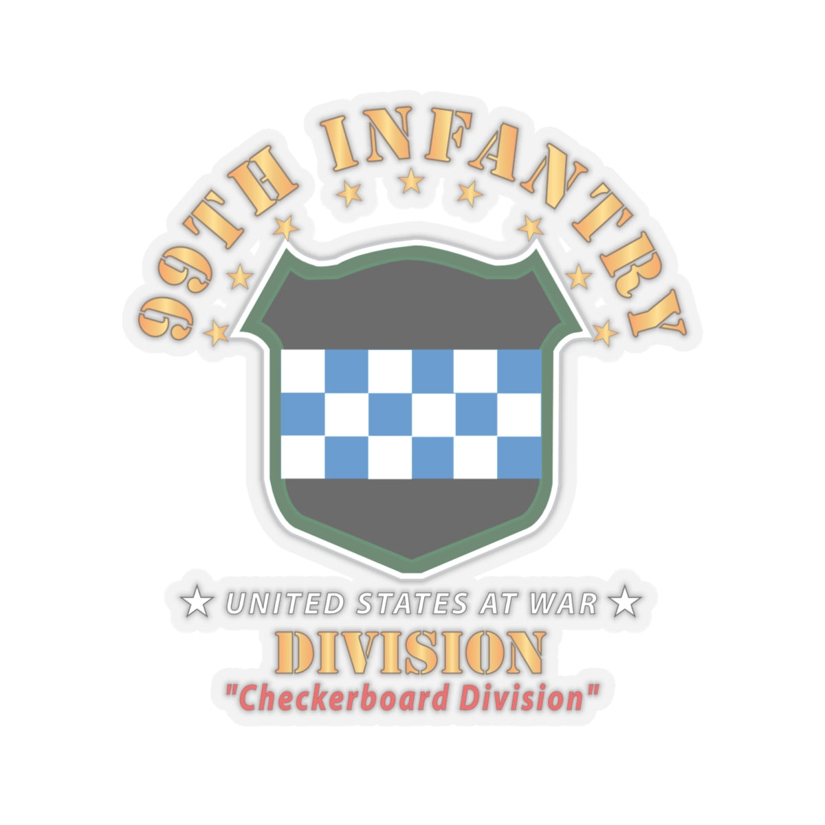 Kiss-Cut Stickers - Army - 99th Infantry Division - Checkerboard Division X 300