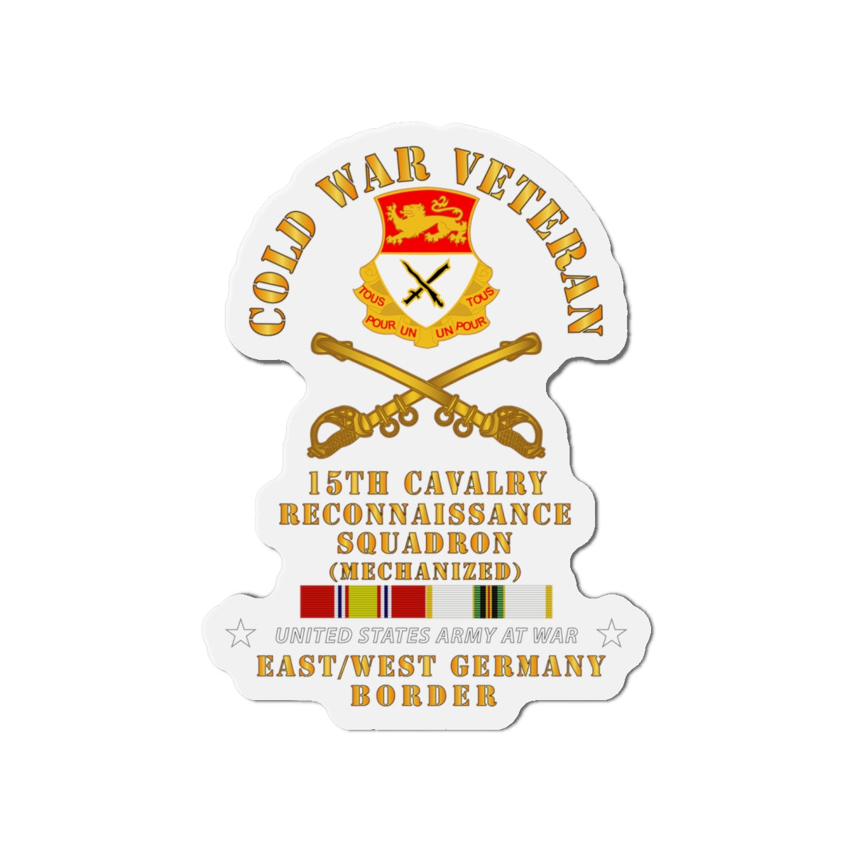 Die-Cut Magnets - Army - Cold War Vet - 15th Cavalry Recon Squadron E-W Germany w COLD SVC
