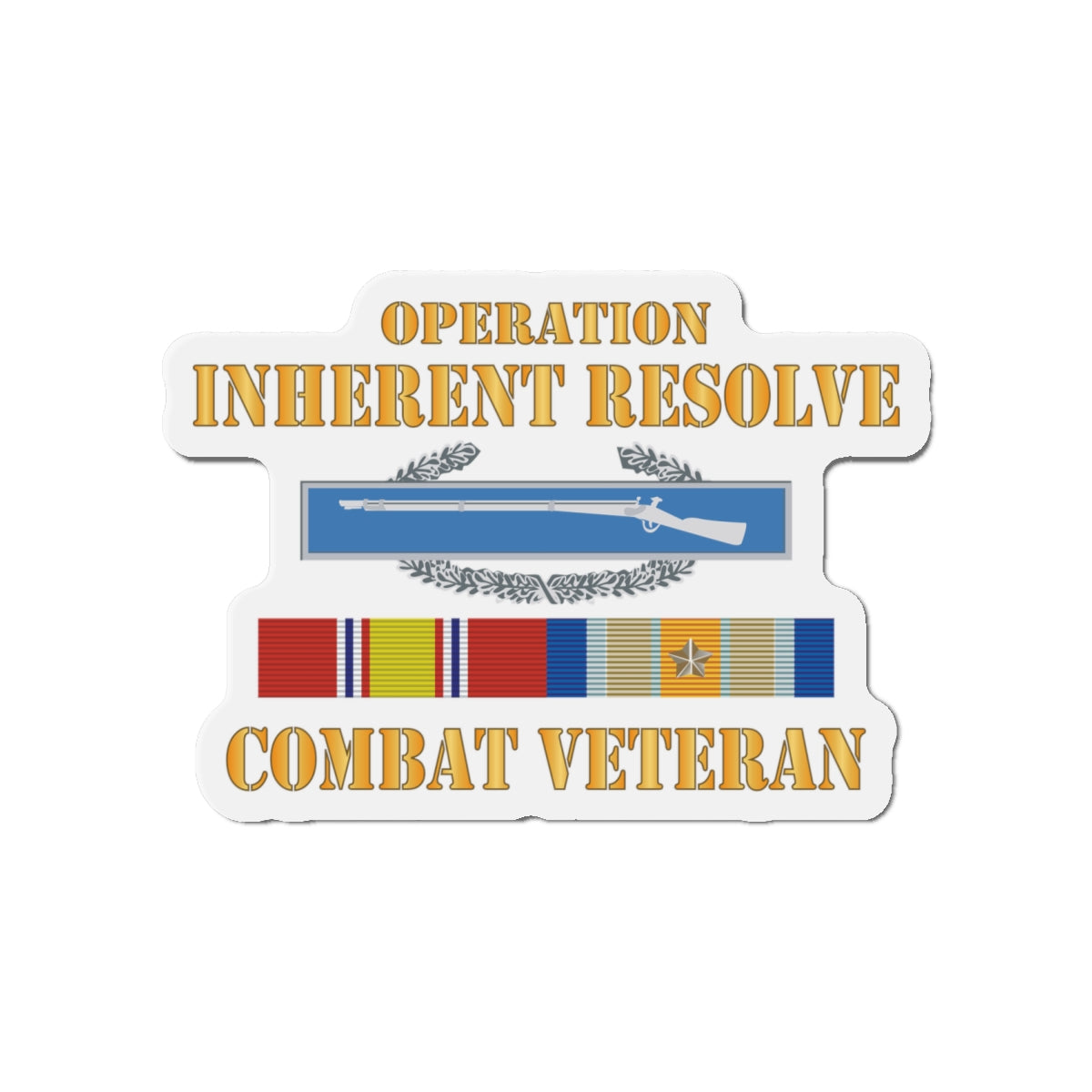 Die-Cut Magnets - Army - Opn Inherent Resolve (OIR) SVC Bar w CIB - Combat Veteran X 300