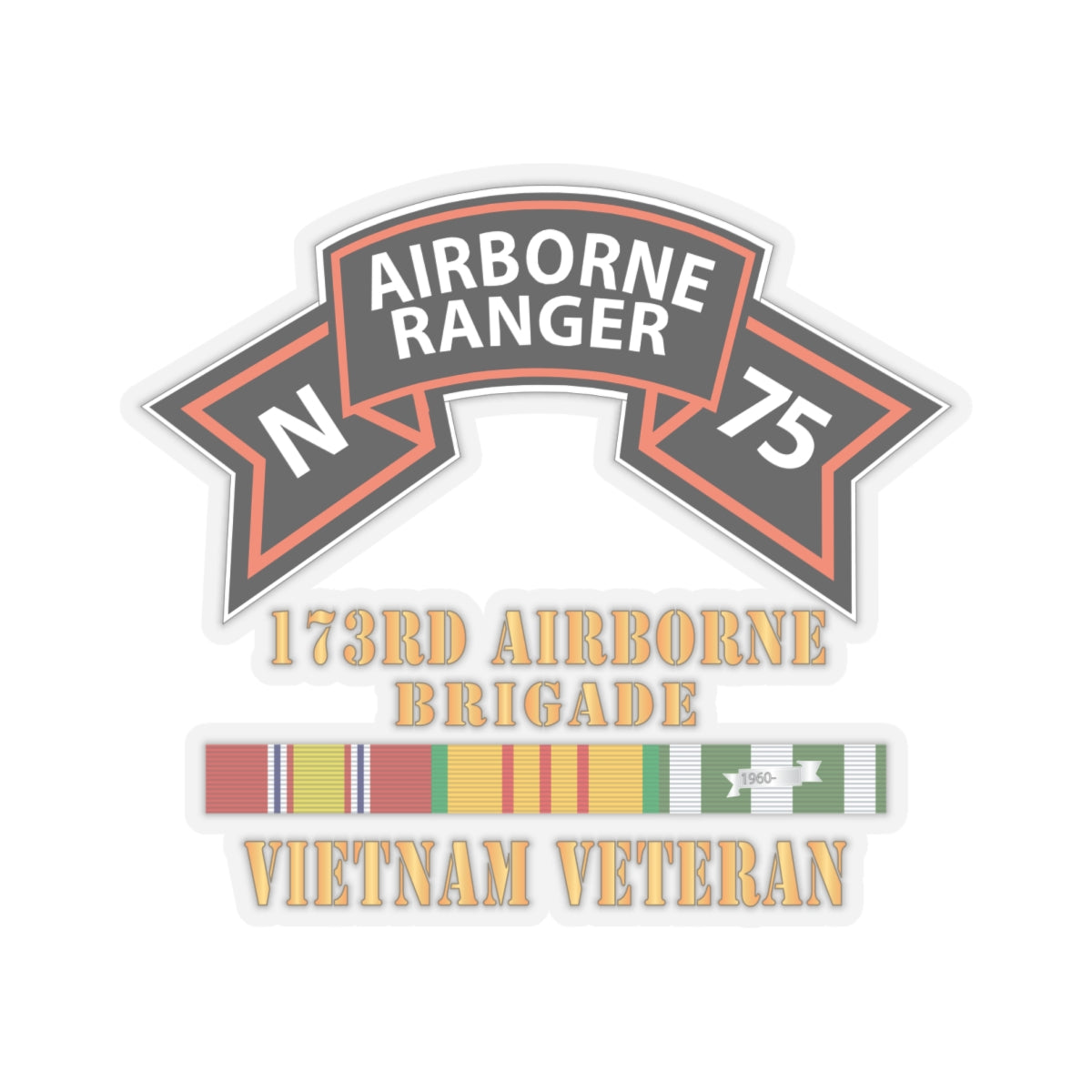 Kiss-Cut Stickers - SOF - N Company Scroll - 173rd Airborne Brigade - Vietnam Veteran w VN SVC X 300