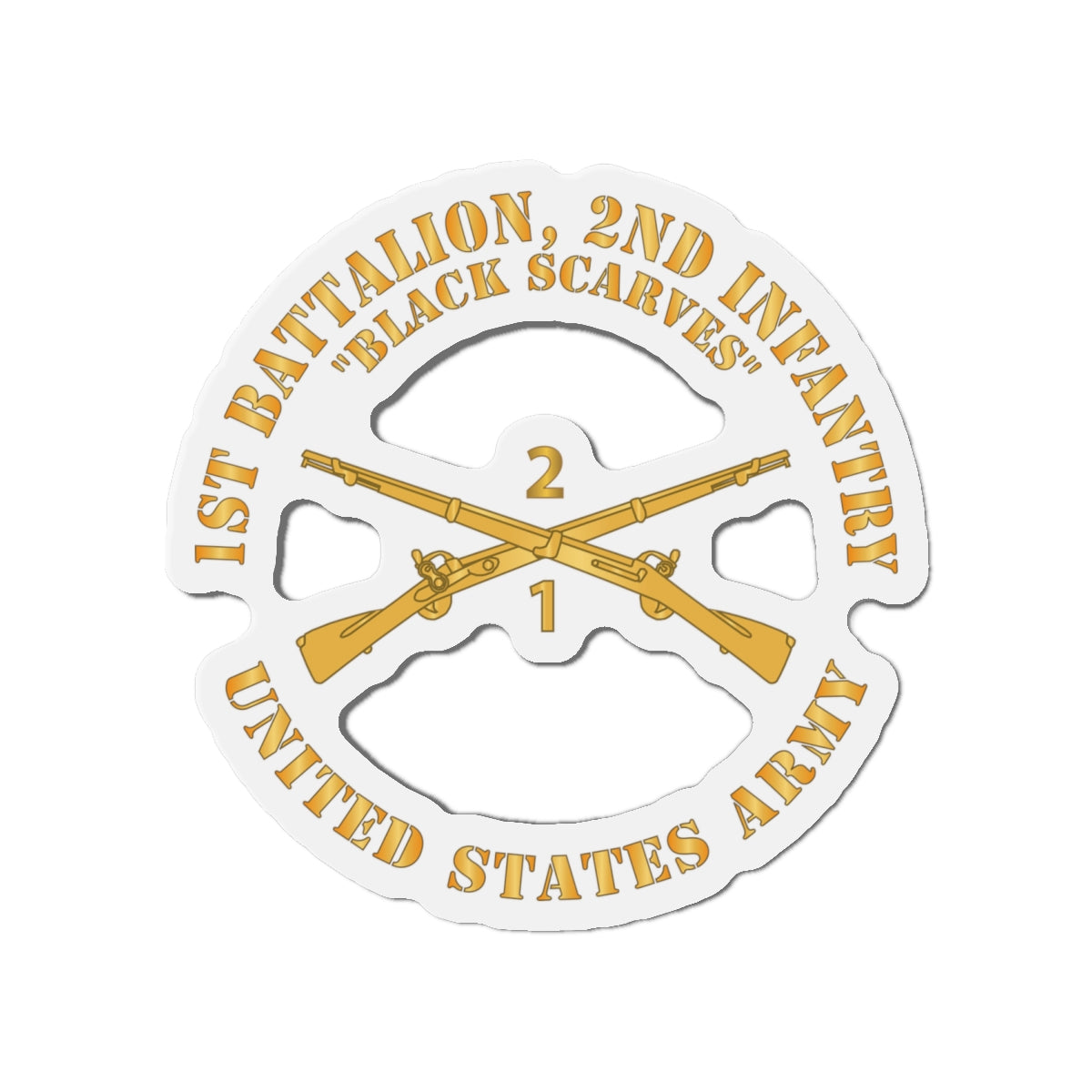 Die-Cut Magnets - Army - 1st Battalion, 2nd Infantry Regiment Branch - Black Scarves - US Army X 300
