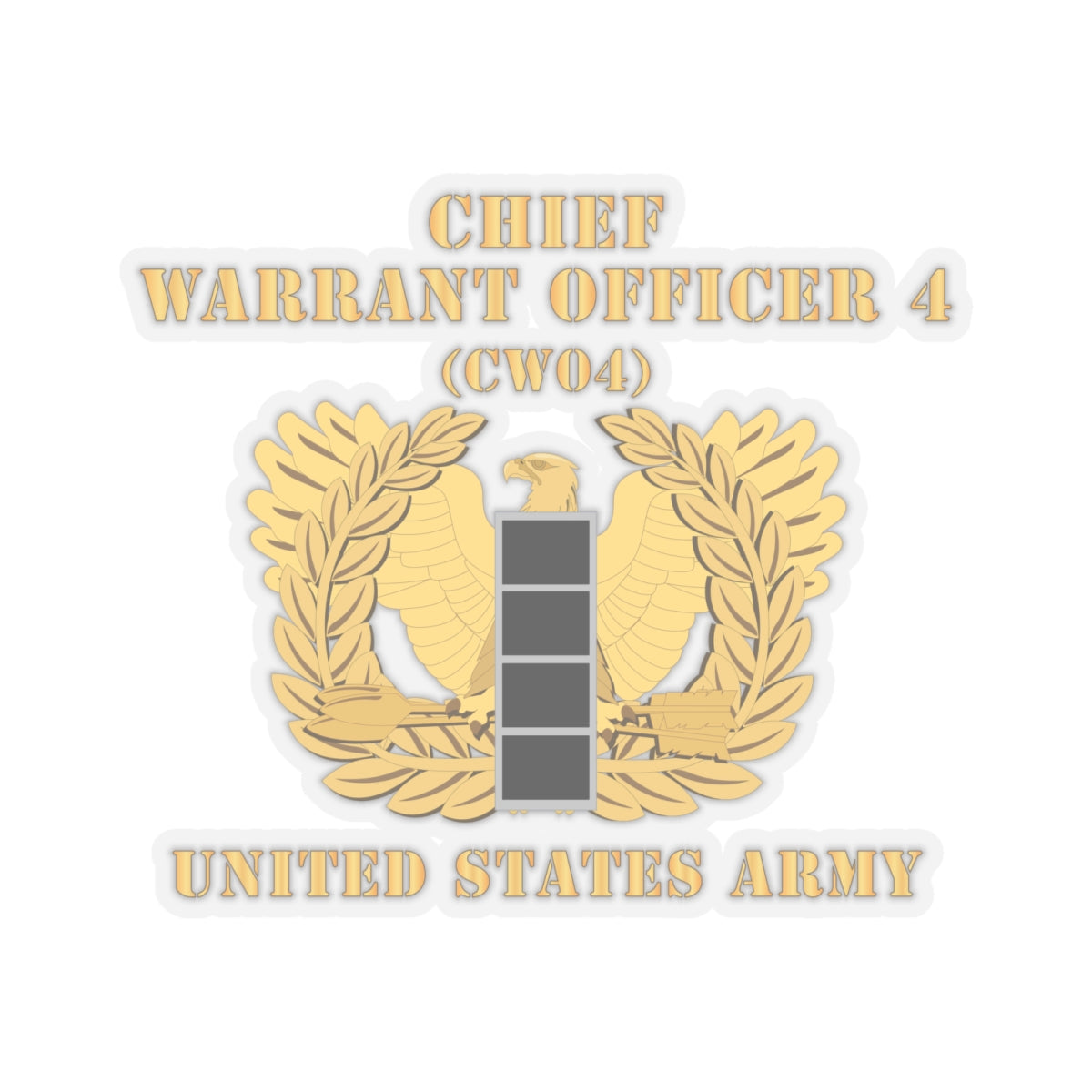 Kiss-Cut Stickers - Army - Chief Warrant Officer - CW04 - Flat - Eagle and Bar X 300