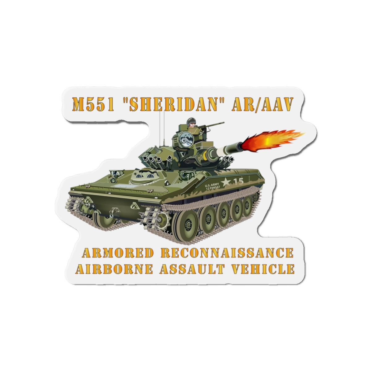 Die-Cut Magnets - Army - M551 Sheridan - Firing - AR-AAV