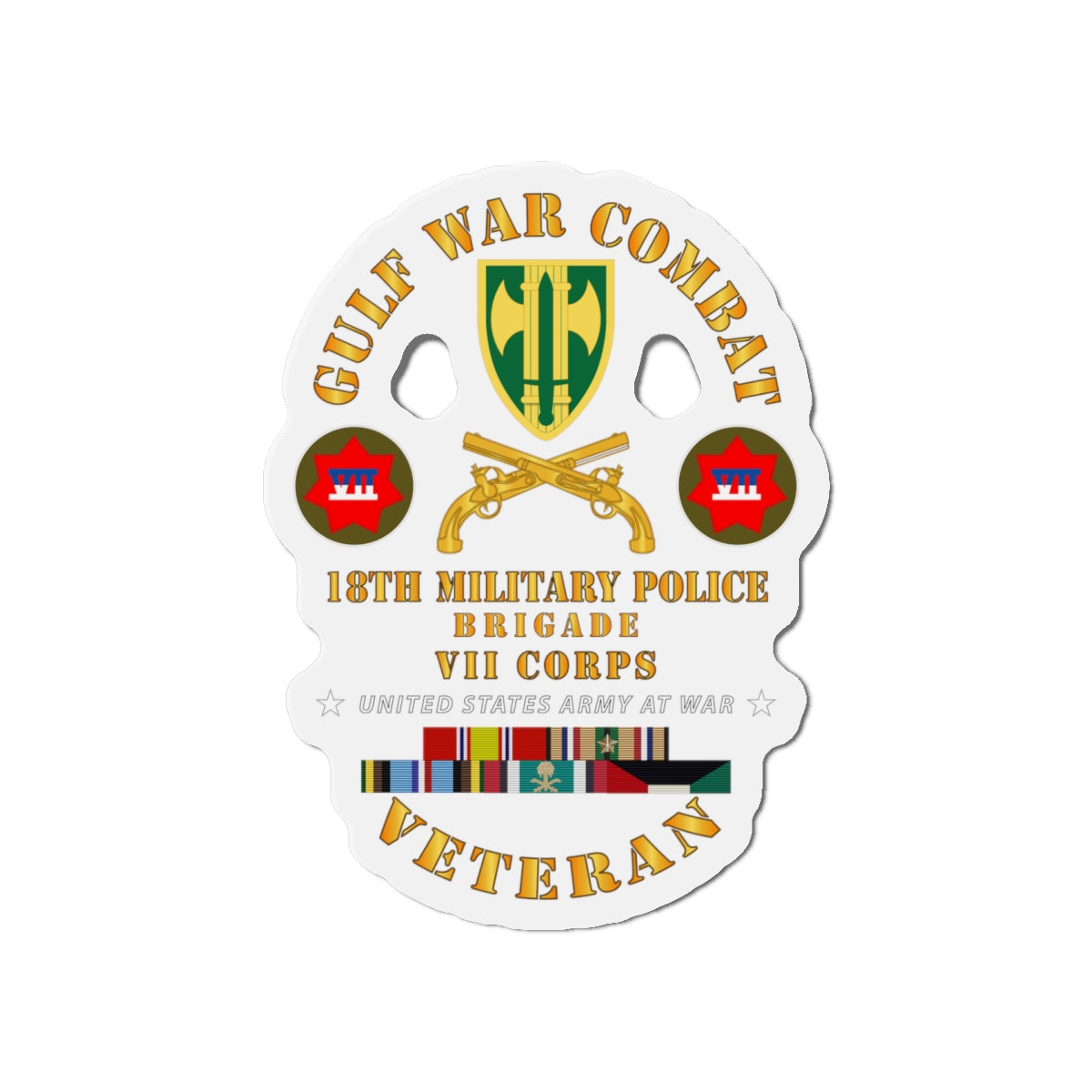Die-Cut Magnets - Army - Gulf War Combat Vet - 18th MP Brigade - VII Corps w GULF SVC