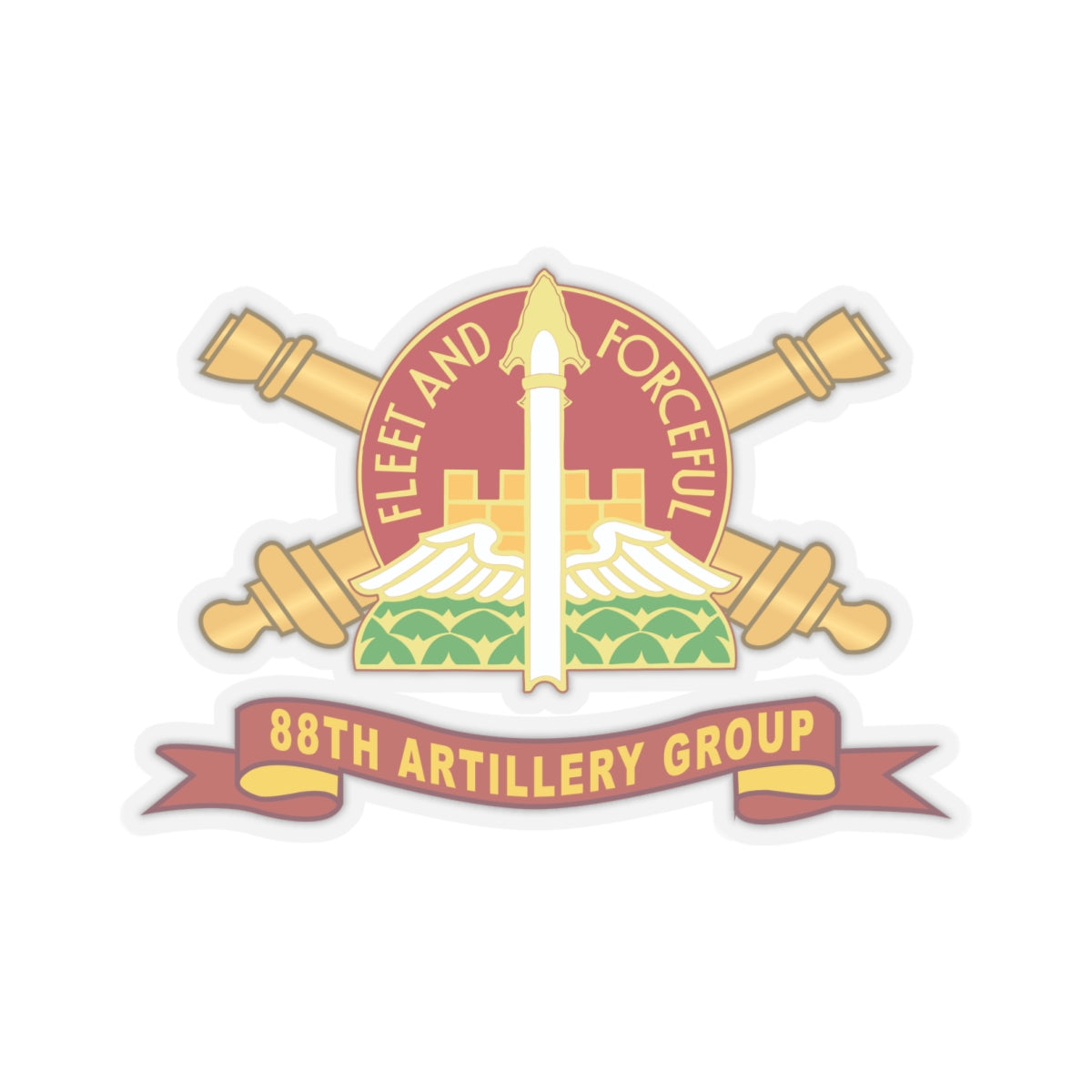 Kiss-Cut Stickers - 88th Artillery Group - DUI w Br - Ribbon X 300