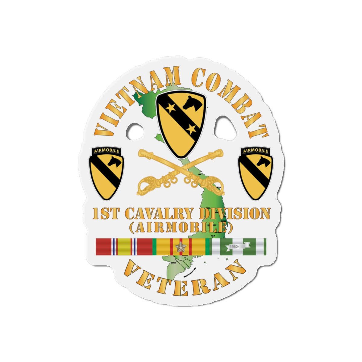 Die-Cut Magnets -SSI - Army - Vietnam Combat Veteran w 1st Cav DUI X 300