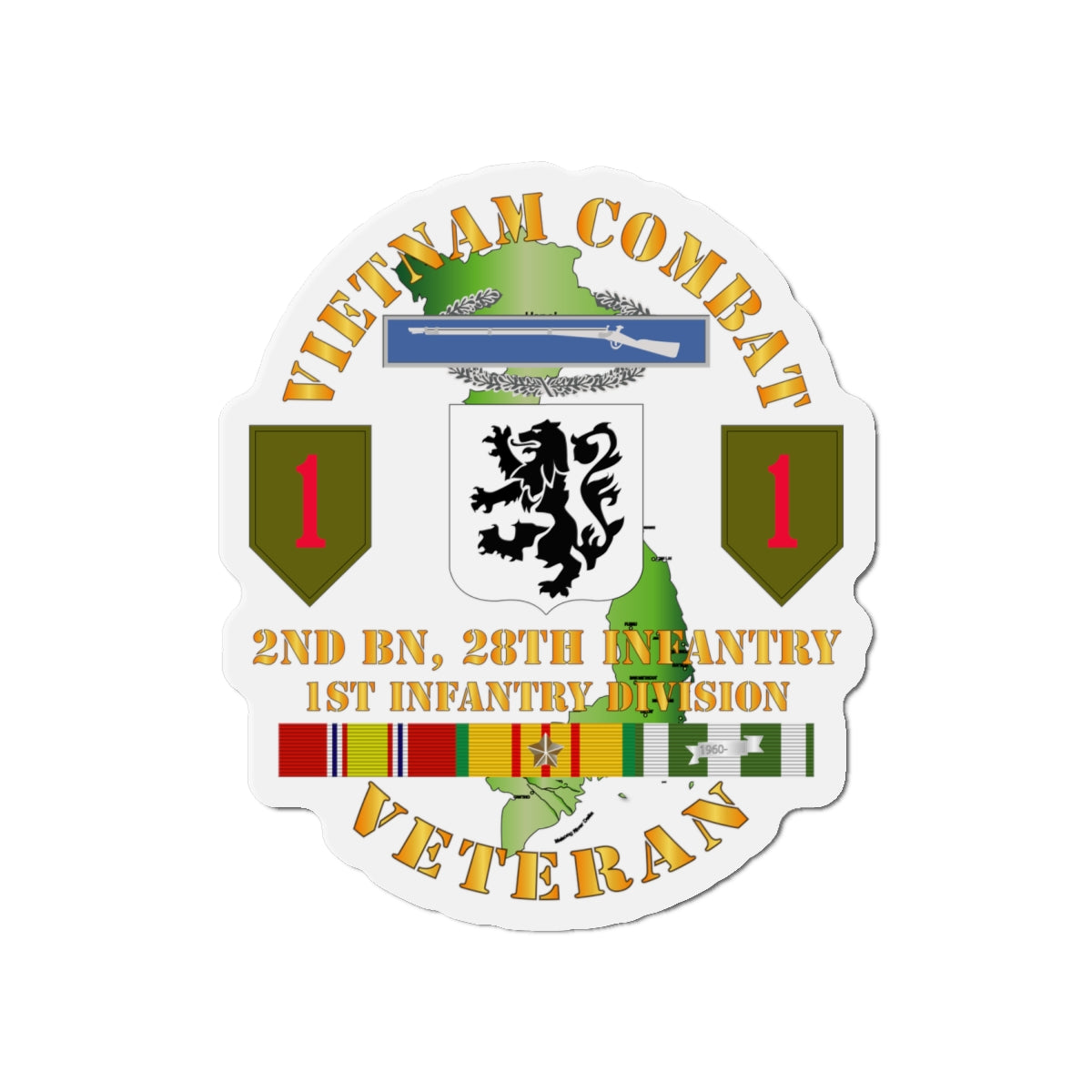 Die-Cut Magnets - Army - Vietnam Combat Infantry Veteran w 2nd Bn 28th Inf 1st Inf Div SSI