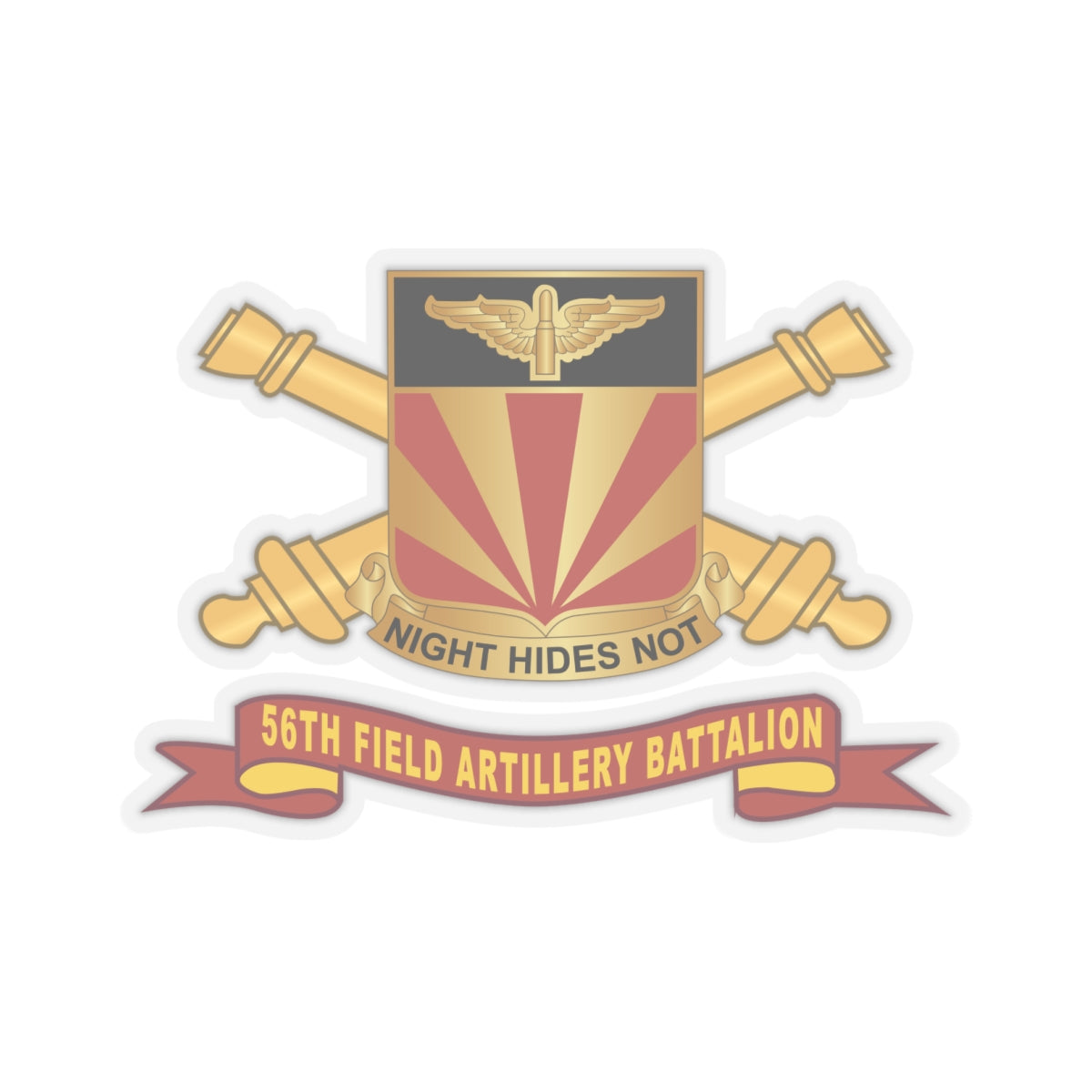 Kiss-Cut Stickers - 56th Field Artillery Battalion - DUI w Br - Ribbon X 300