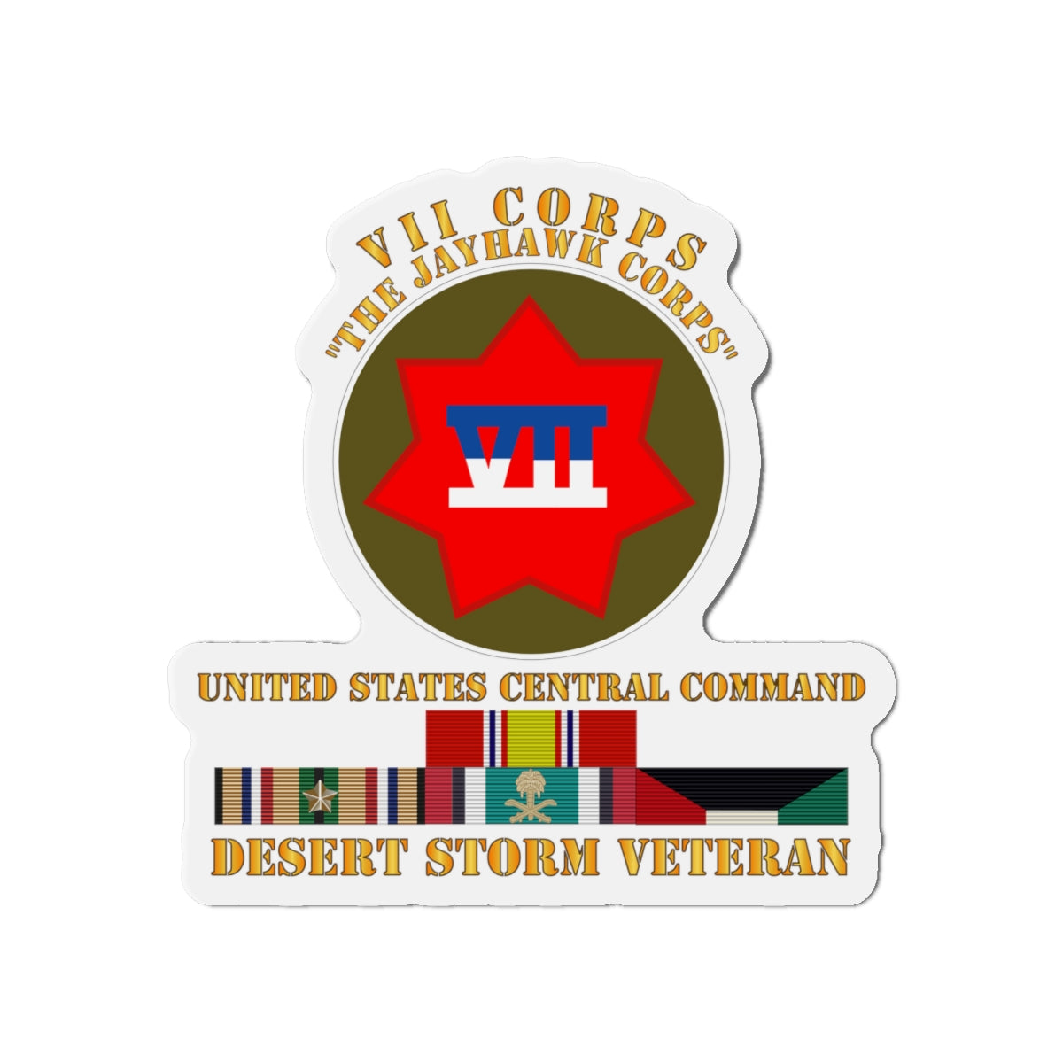 Die-Cut Magnets - Army - VII Corps - US Central Command - Desert Storm Veteran