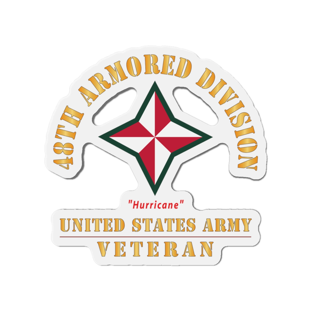 Die-Cut Magnets - Army - SSI - 48th Armored Division - Hurricane - US Army Veteran X 300