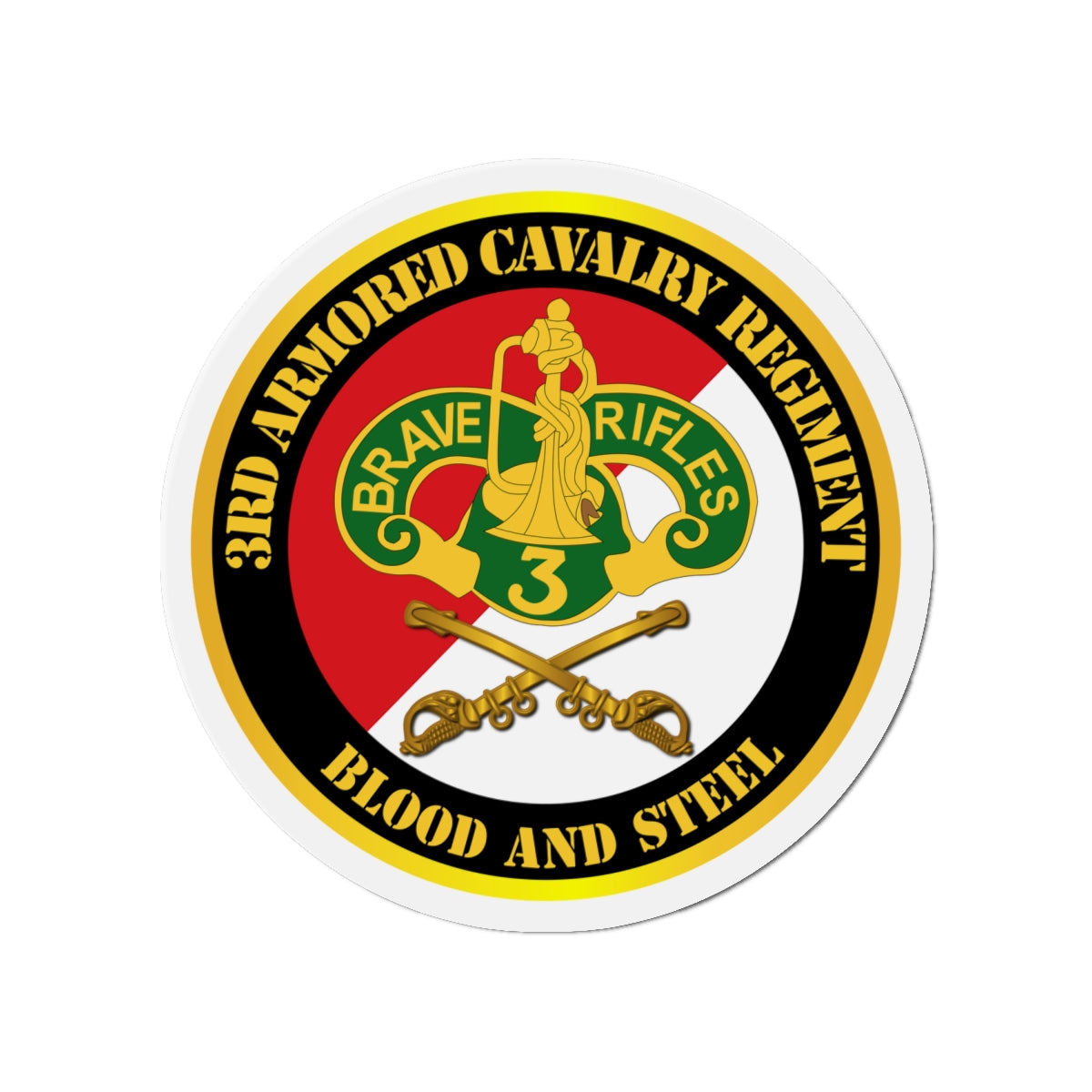 Die-Cut Magnets - 3rd Armored Cavalry Regiment DUI - Red White - Blood and Steel