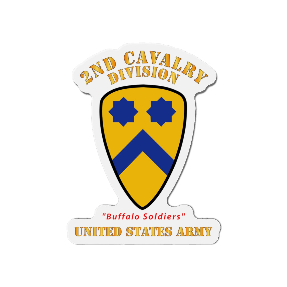 Die-Cut Magnets - Army - SSI - 2nd Cavalry Division - Buffalo Soldiers - US Army X 300