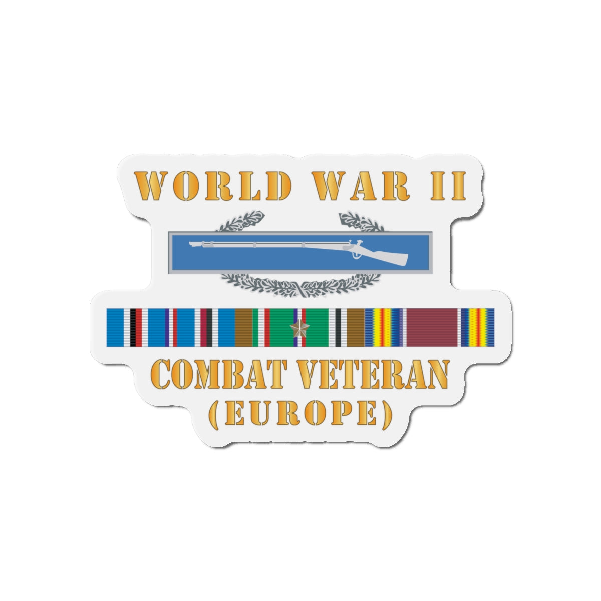 Die-Cut Magnets - Army - World War II SVC Bar w CIB - Combat Veteran - Europe X 300