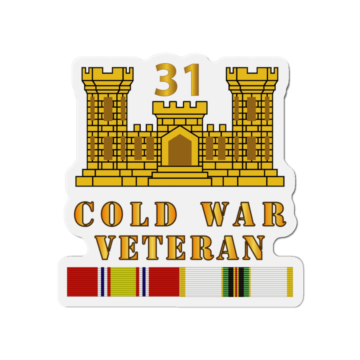 Die-Cut Magnets - Army - 31st Engineer Battalion - ENG Branch - Cold War Vet w COLD SVC