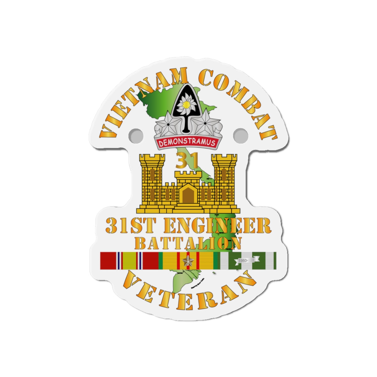 Die-Cut Magnets - Army - Vietnam Combat Veteran w 31st Engineer Bn w VN SVC
