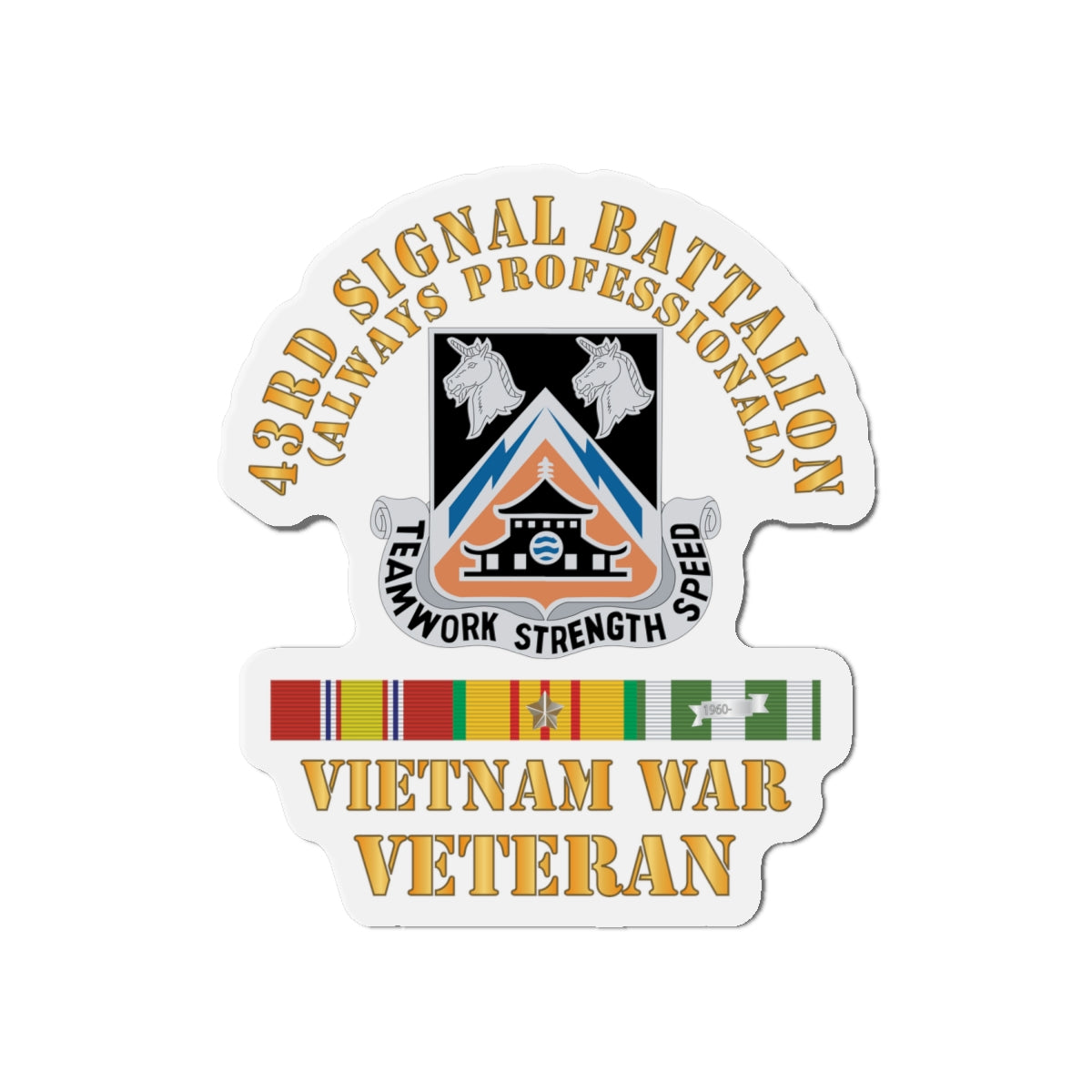Die-Cut Magnets - 43rd Signal Battalion - Vietnam War Veteran - DUI w VN SVC