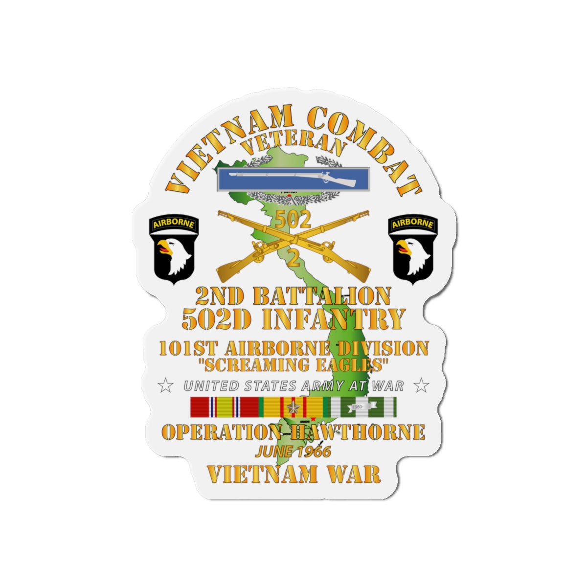 Die-Cut Magnets - 2nd Bn 502nd Infantry - 101st ABN - Operation Hawthorne w VN SVC
