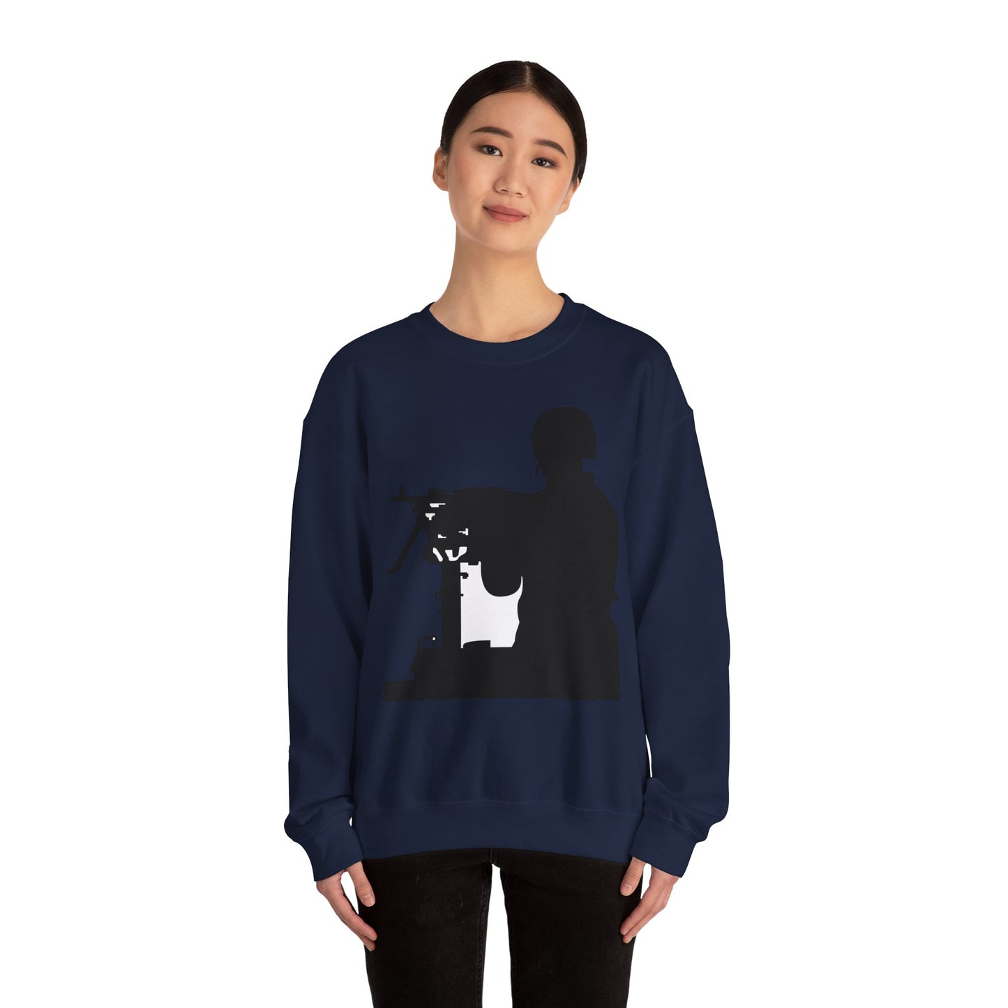 Crewneck Sweatshirt - Army - Soldier - MG Vehicle Mounted - Silhouette X 300