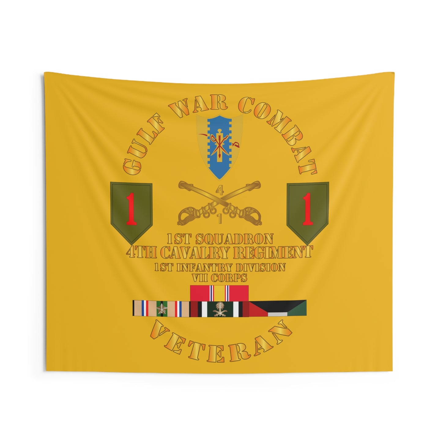 Indoor Wall Tapestry - Army - Gulf War Combat Cavalry Vet w 1st Squadron - 4th Cav - 1st ID