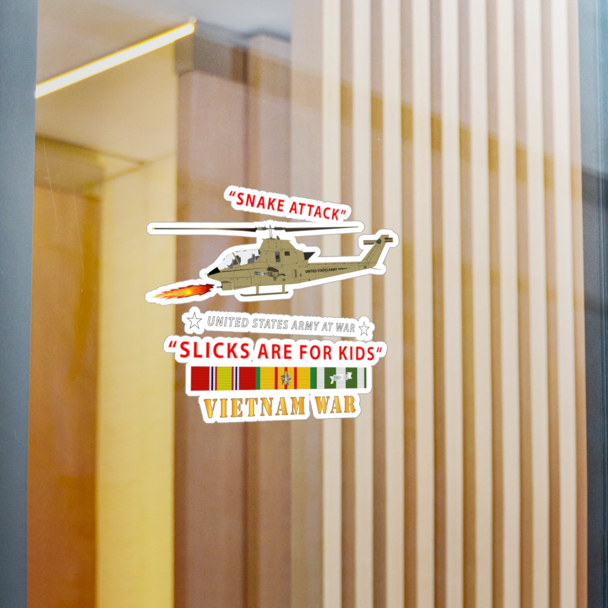 Kiss-Cut Vinyl Decals - Army - AH-1 Cobra - Snake Attack - Slicks are for Kids w VN SVC