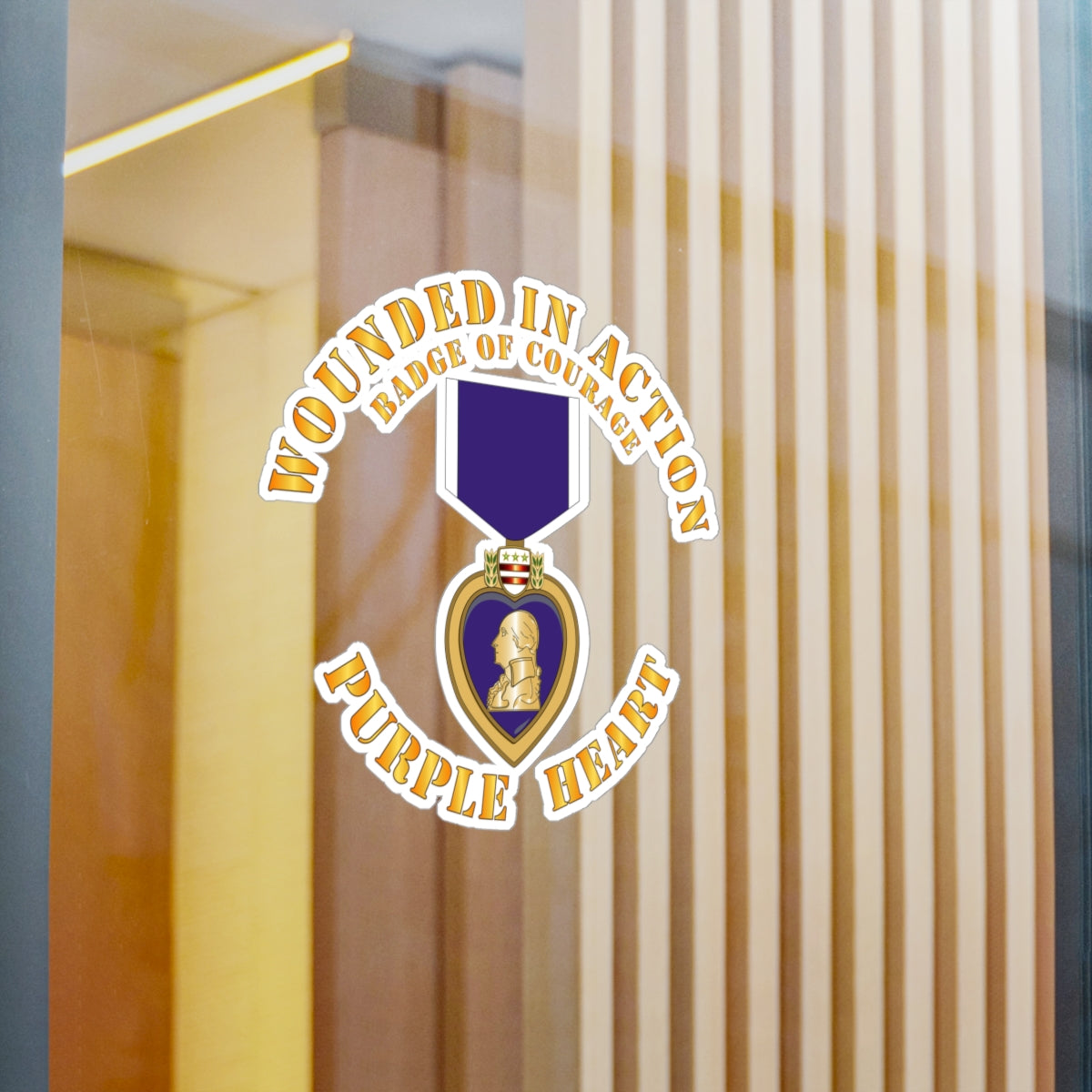 Kiss-Cut Vinyl Decals - Wounded in Action - Purple Heart - Badge of Courage X 300