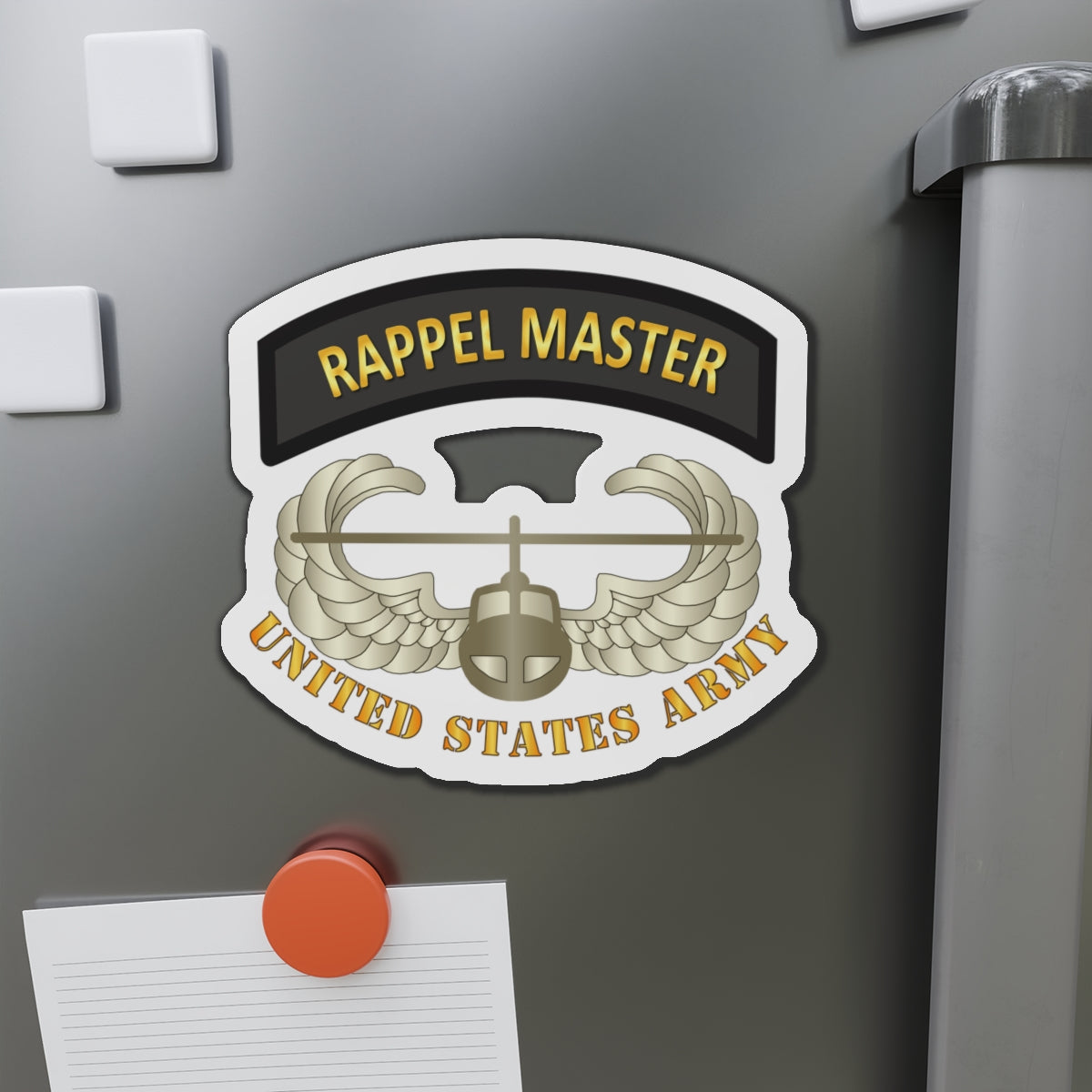 Die-Cut Magnets - Army - Rappel Master Tab w Air Assault Badge - US Army