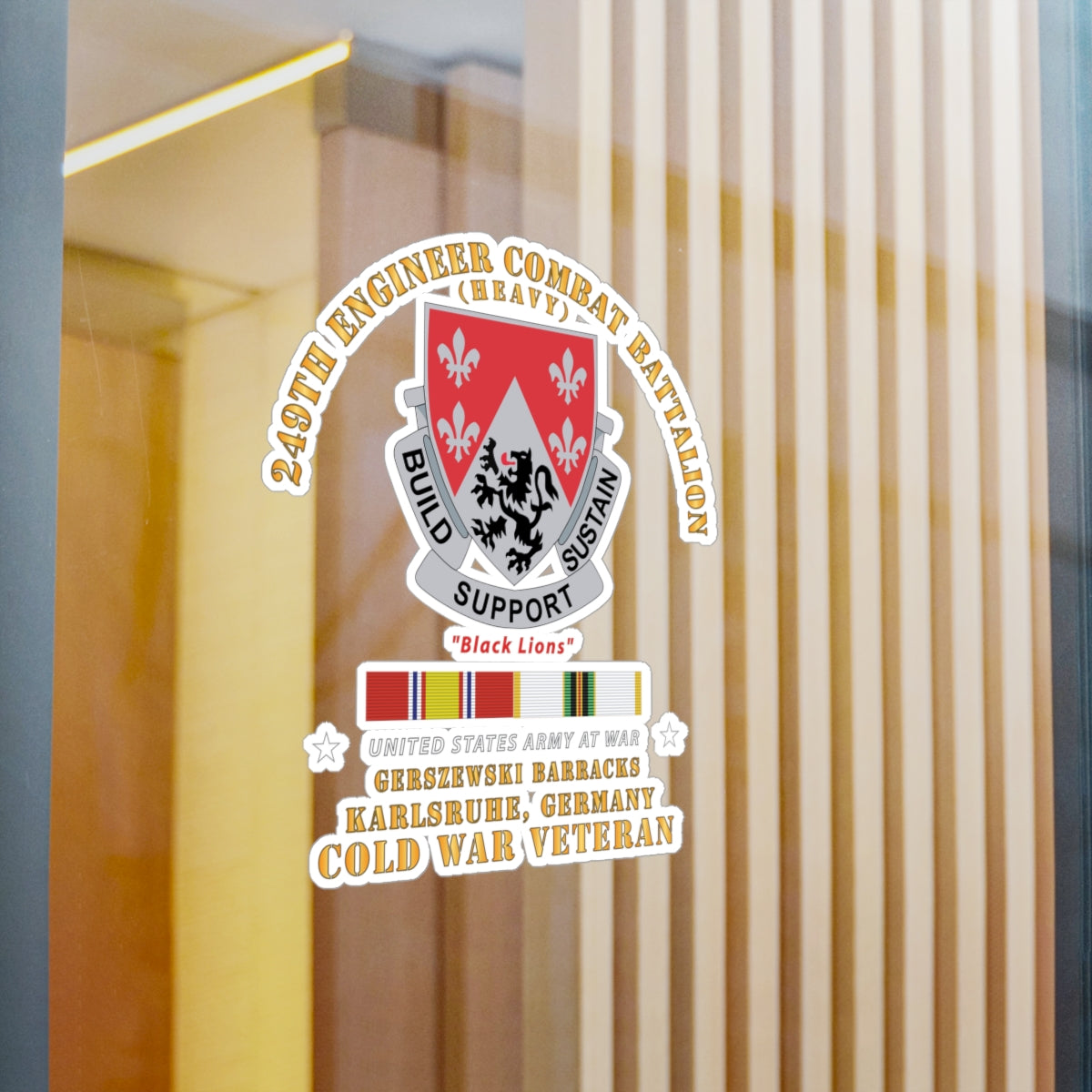 Kiss-Cut Vinyl Decals - Army - 249th Engineer Bn - Gerzewski Barracks - Karlsruhe, GE w COLD SVC X 300