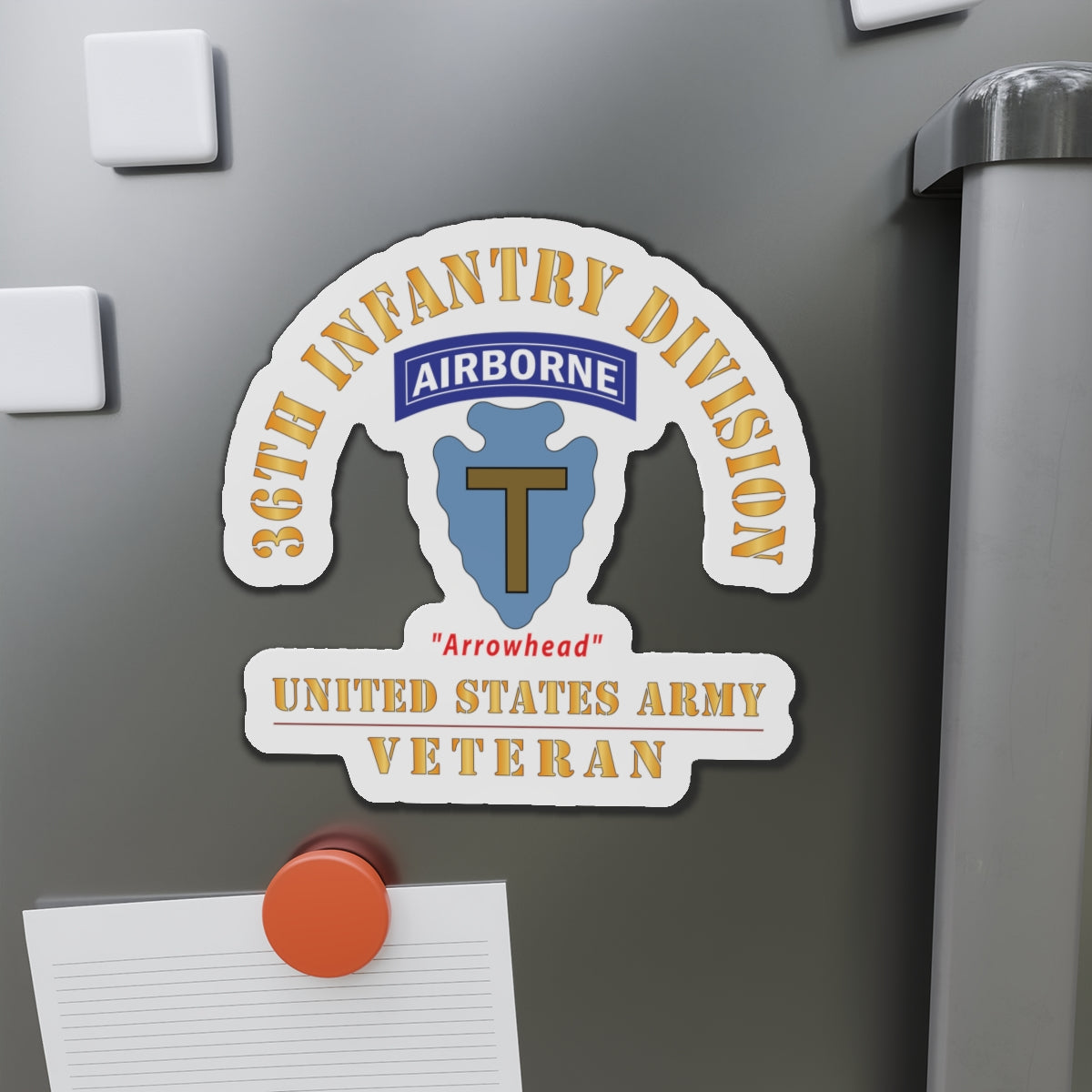 Die-Cut Magnets - Army - SSI - 36th Infantry Division Airborne - Arrowhead - US Army Veteran X 300