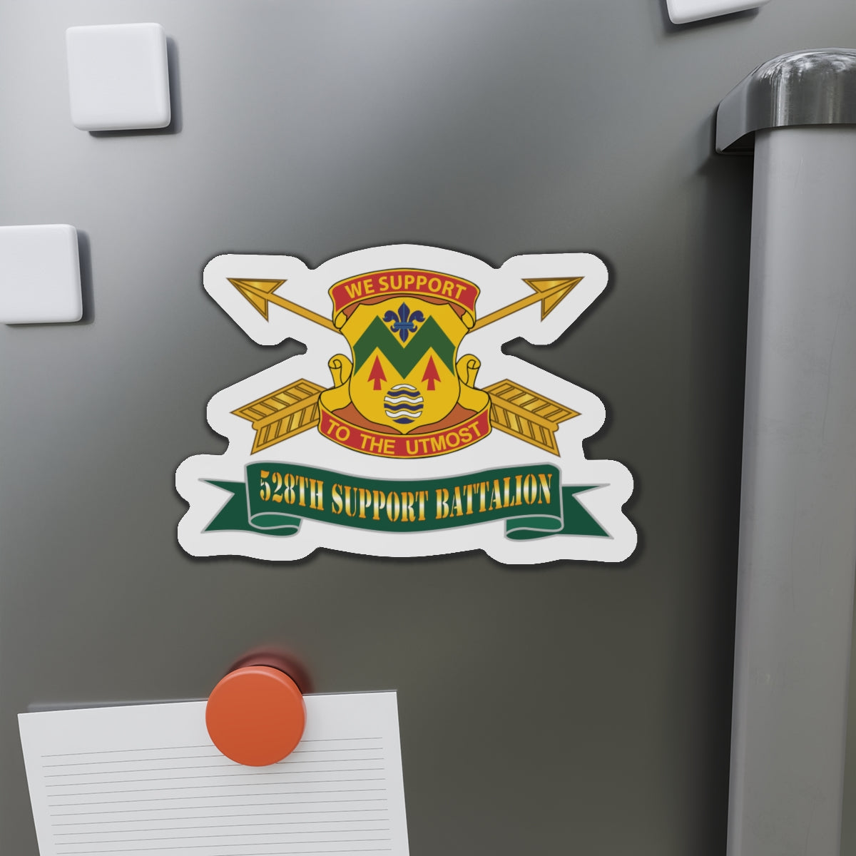 Die-Cut Magnets - Army - 528th Support Battalion w SF Br - Ribbon X 300