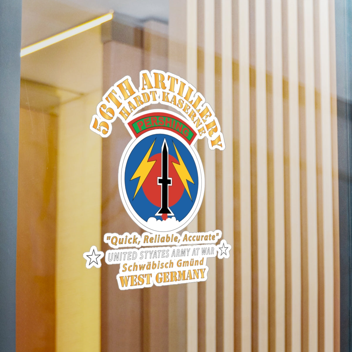 Kiss-Cut Vinyl Decals - Army - 56th Artillery Command - Pershing - Hardt Kaserne X 300