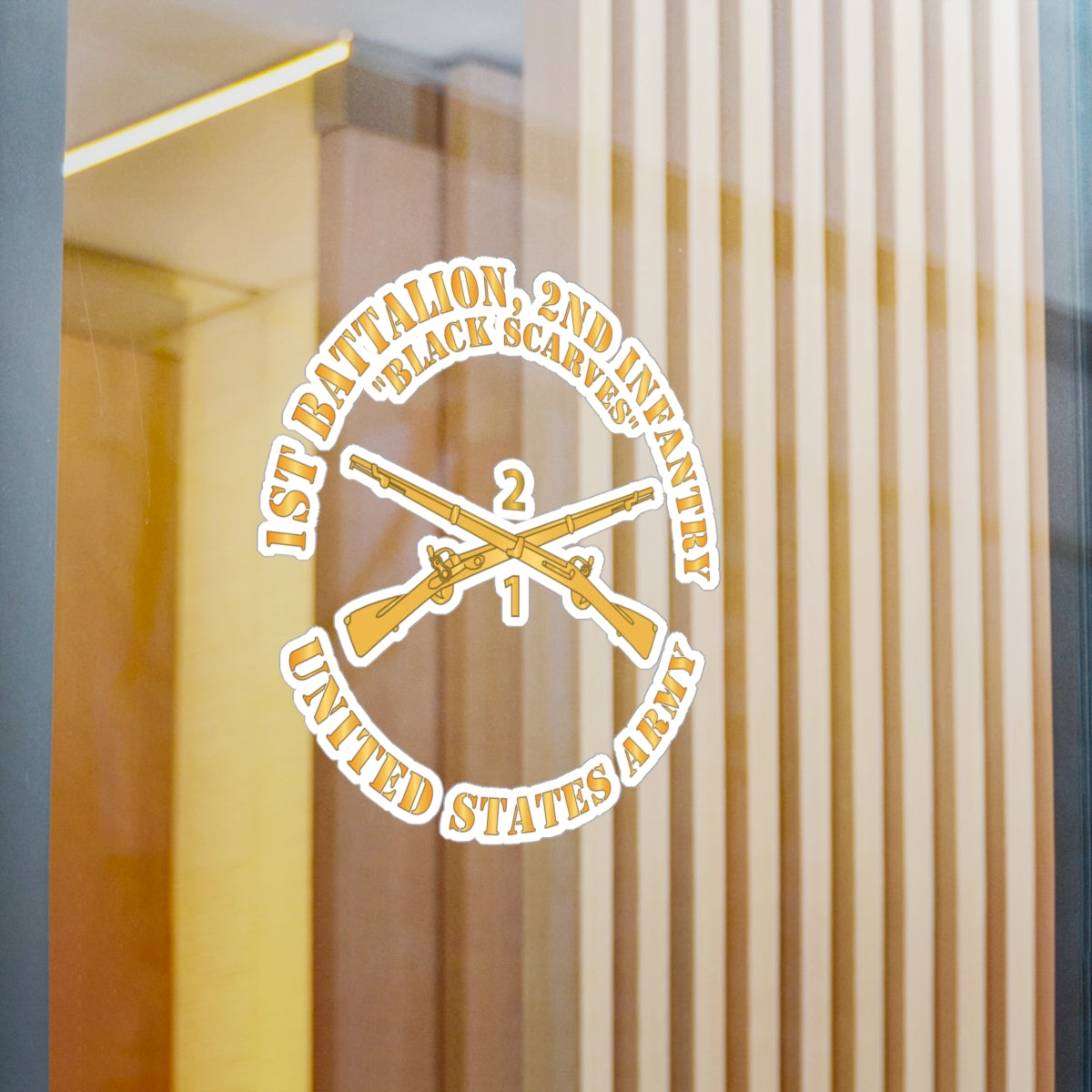 Kiss-Cut Vinyl Decals - Army - 1st Battalion, 2nd Infantry Regiment Branch - Black Scarves - US Army X 300