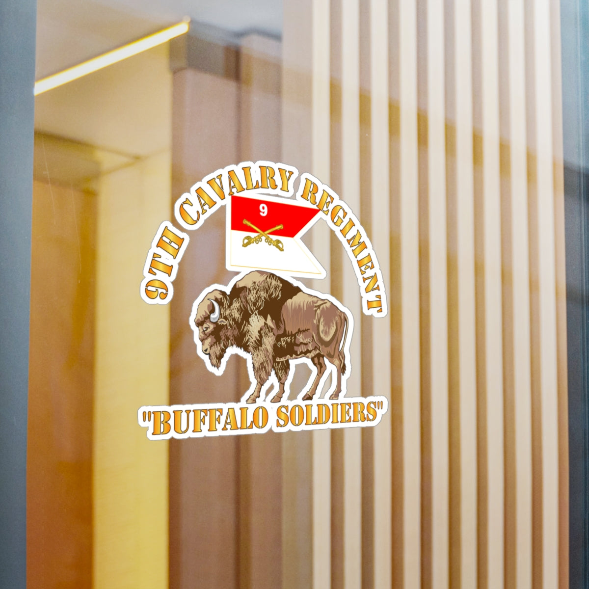 Kiss-Cut Vinyl Decals - Army - 9th Cavalry Regiment - Buffalo Soldiers w 9th Cav Guidon