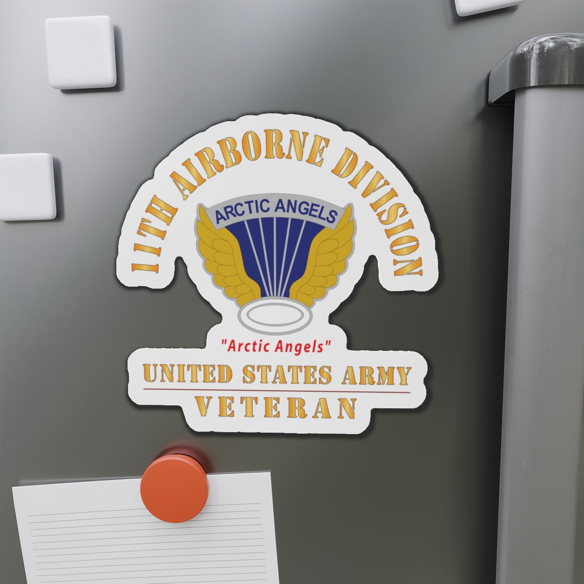 Die-Cut Magnets - Army - DUI - 11th Airborne Division - Arctic Angels - US Army Veteran X 300